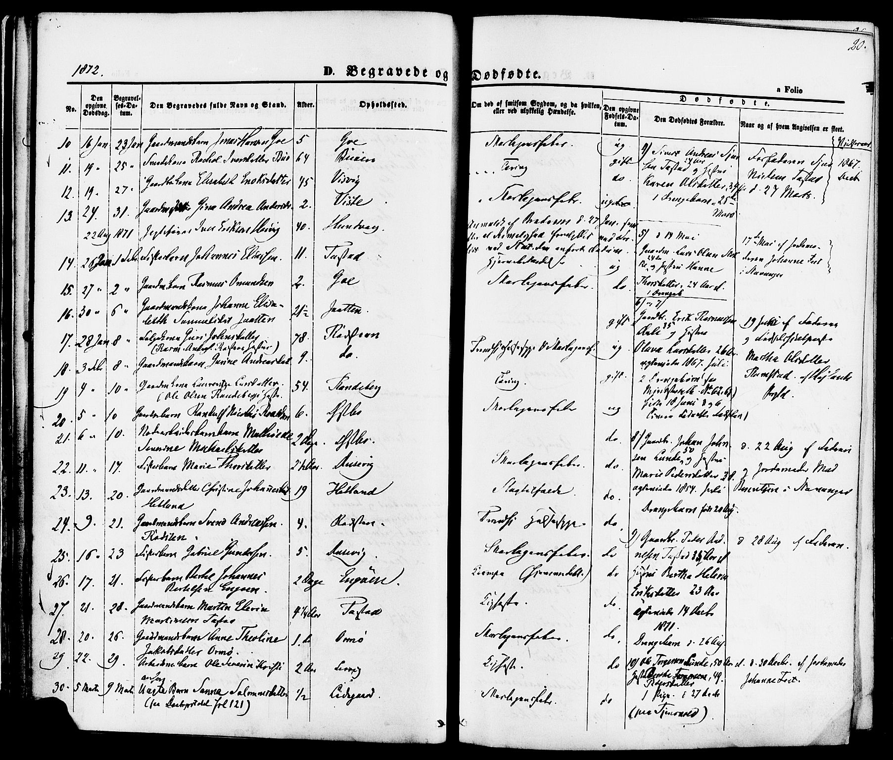 Hetland sokneprestkontor, AV/SAST-A-101826/30/30BA/L0006: Parish register (official) no. A 6, 1869-1884, p. 20