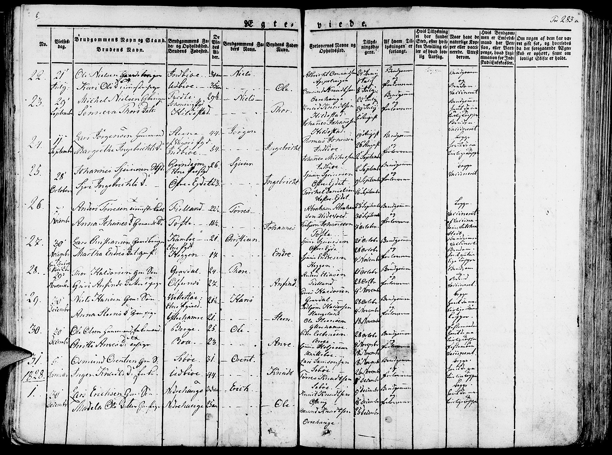 Fjelberg sokneprestembete, AV/SAB-A-75201/H/Haa: Parish register (official) no. A 5, 1822-1834, p. 283