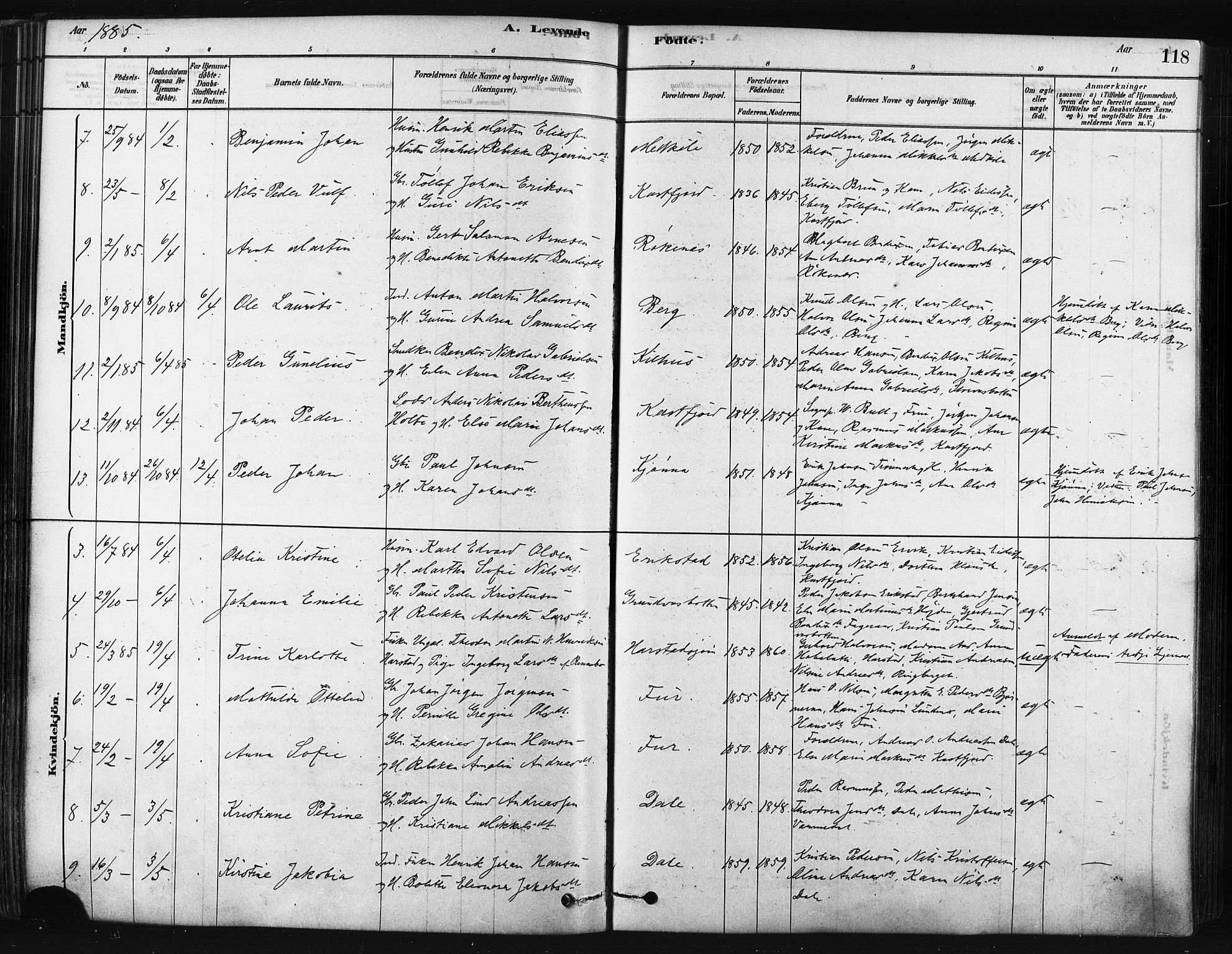 Trondenes sokneprestkontor, SATØ/S-1319/H/Ha/L0014kirke: Parish register (official) no. 14, 1878-1889, p. 118