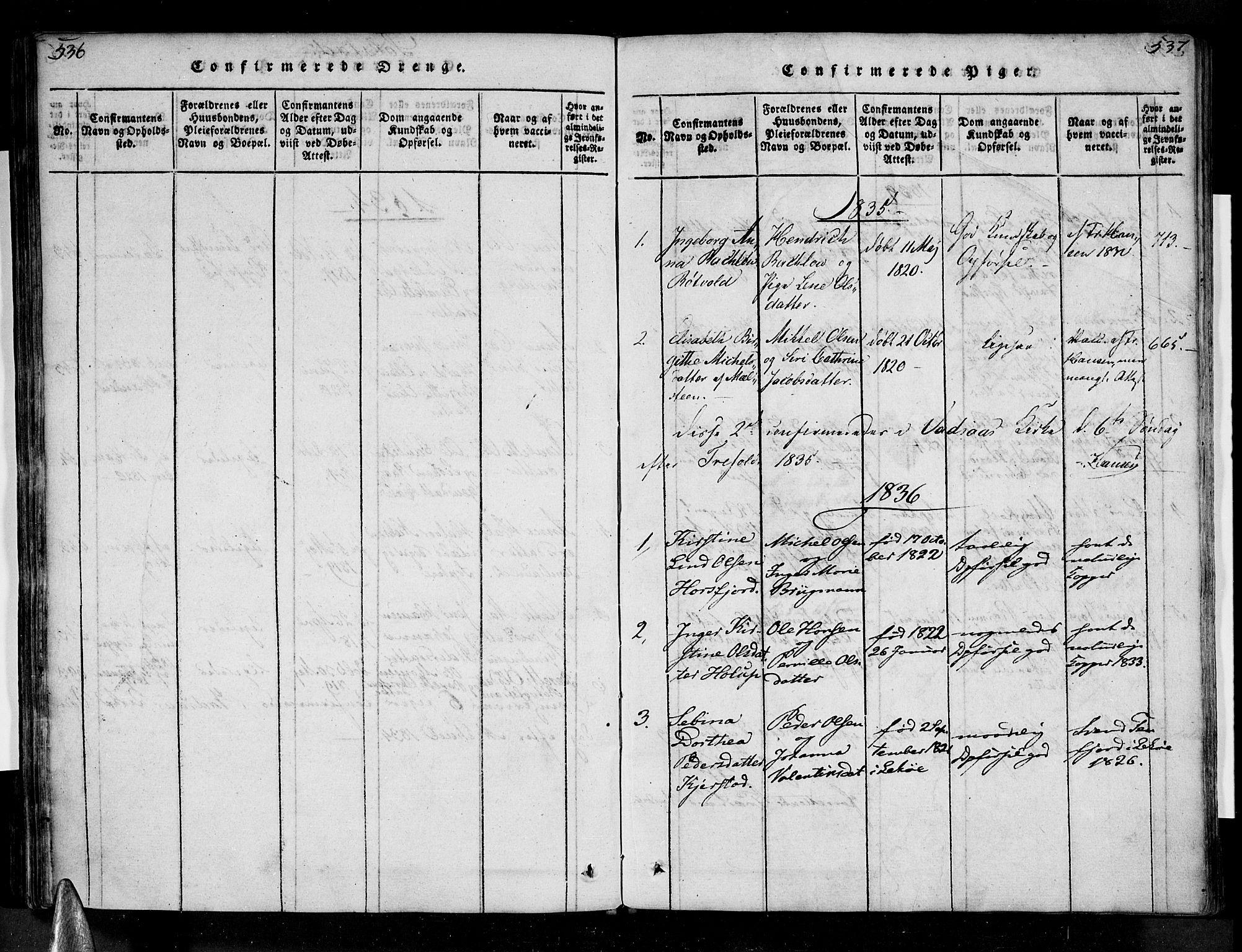 Ministerialprotokoller, klokkerbøker og fødselsregistre - Nordland, AV/SAT-A-1459/810/L0143: Parish register (official) no. 810A06 /2, 1820-1841, p. 536-537