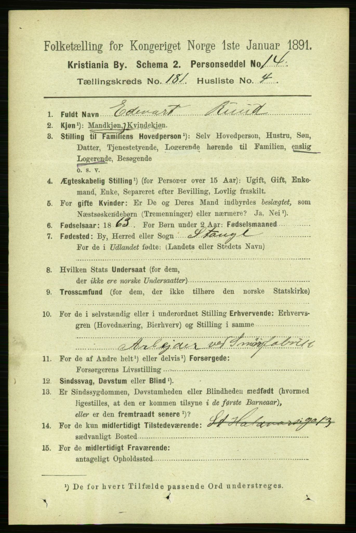 RA, 1891 census for 0301 Kristiania, 1891, p. 108524