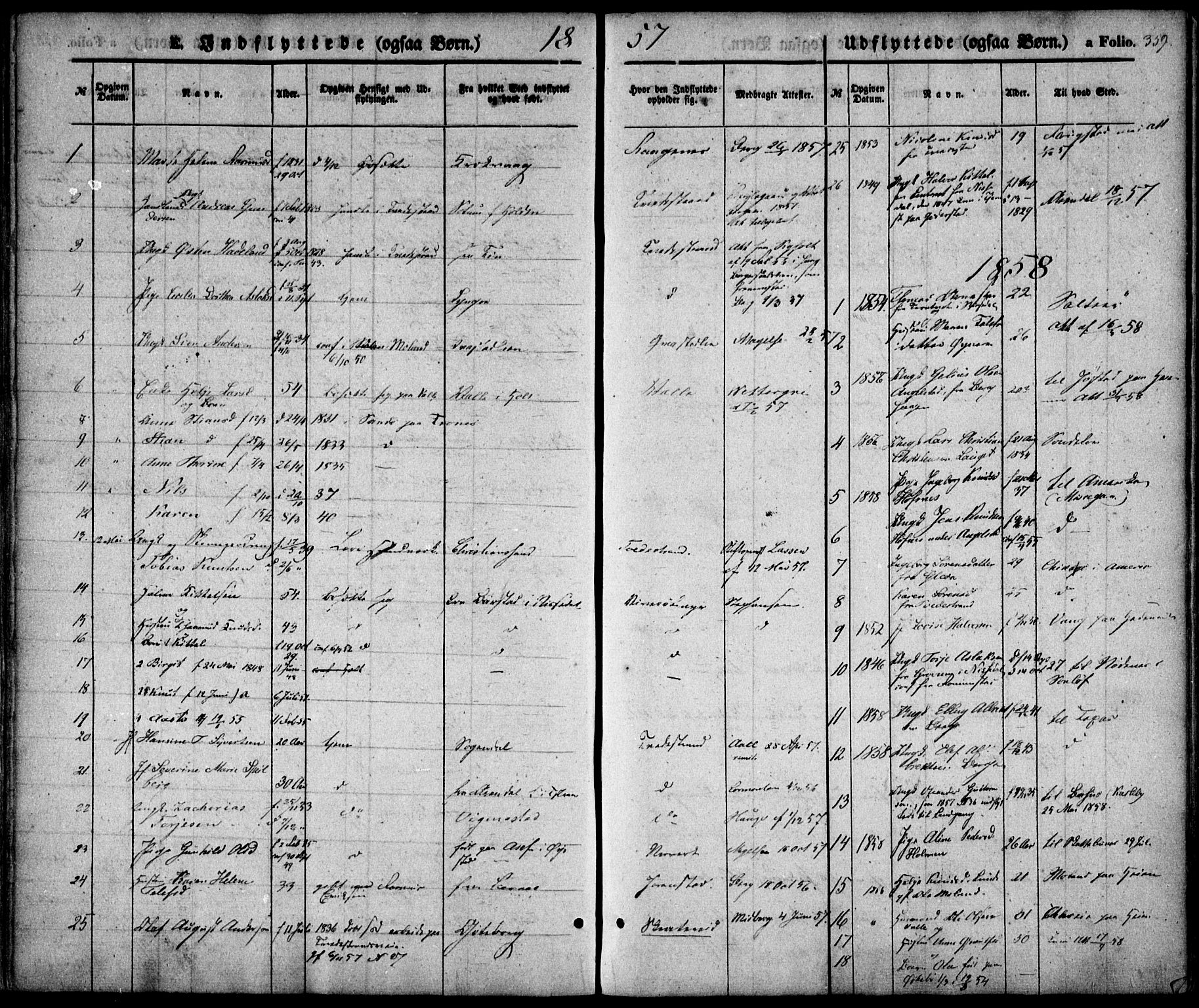 Holt sokneprestkontor, SAK/1111-0021/F/Fa/L0008: Parish register (official) no. A 8, 1849-1860, p. 359