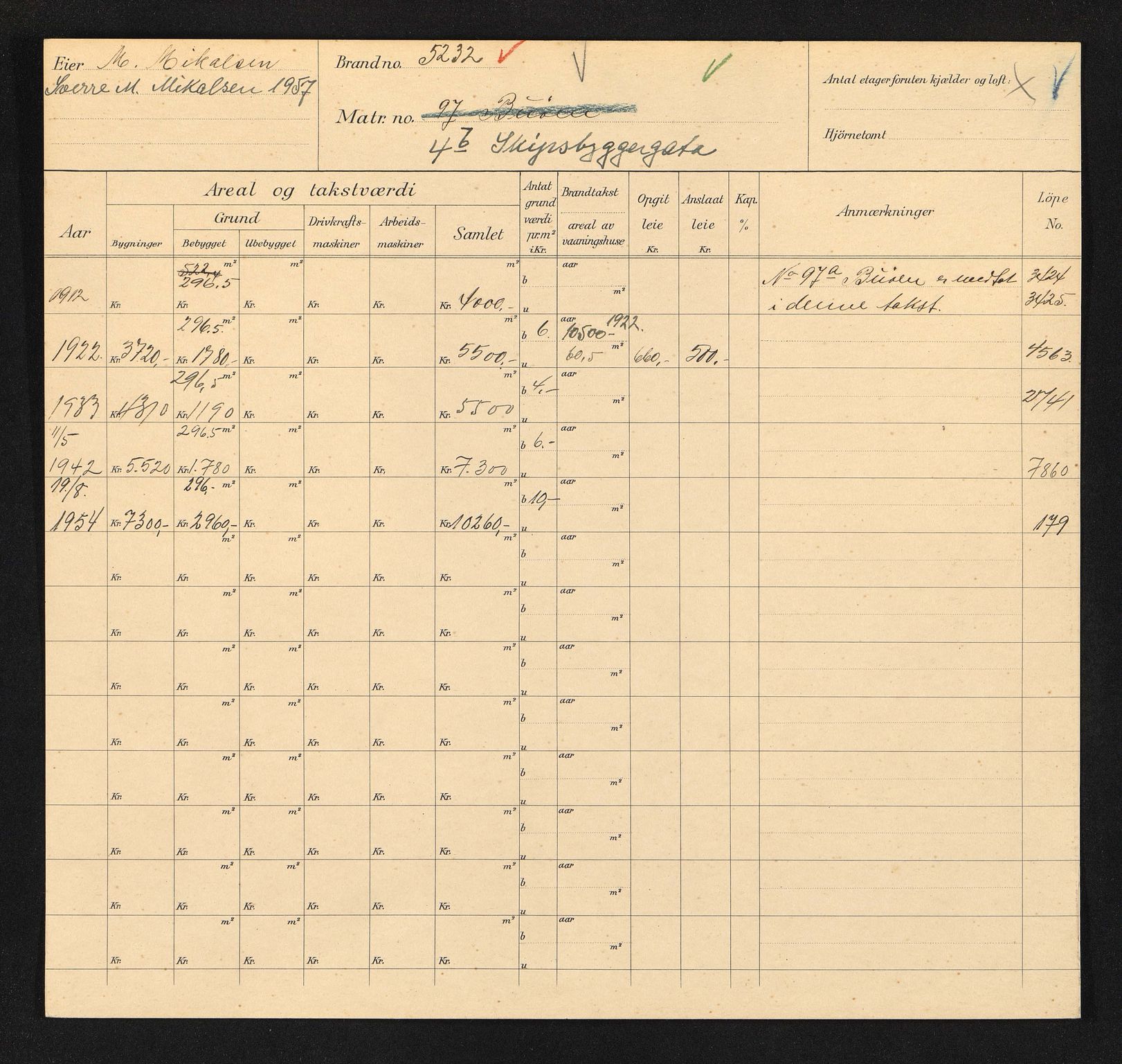 Stavanger kommune. Skattetakstvesenet, BYST/A-0440/F/Fa/Faa/L0039/0004: Skattetakstkort / Skipsbyggergata 4a - 21