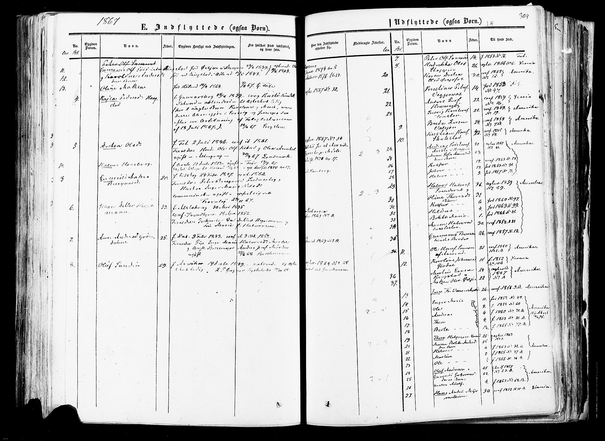Aurskog prestekontor Kirkebøker, SAO/A-10304a/F/Fa/L0007: Parish register (official) no. I 7, 1854-1877, p. 304