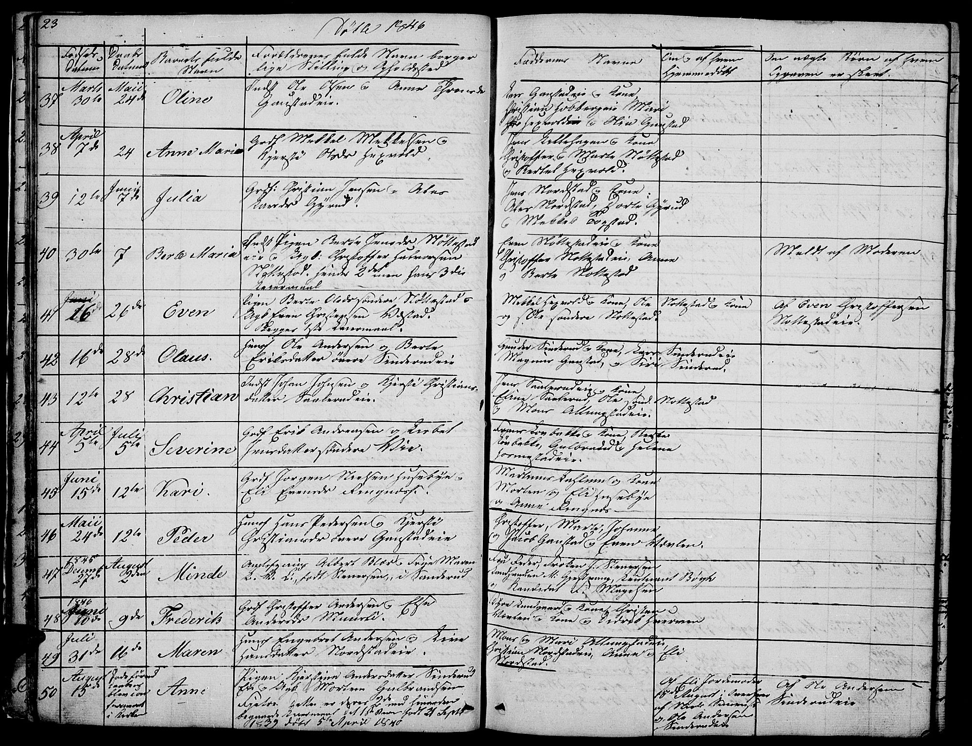 Stange prestekontor, AV/SAH-PREST-002/L/L0002: Parish register (copy) no. 2, 1838-1879, p. 23