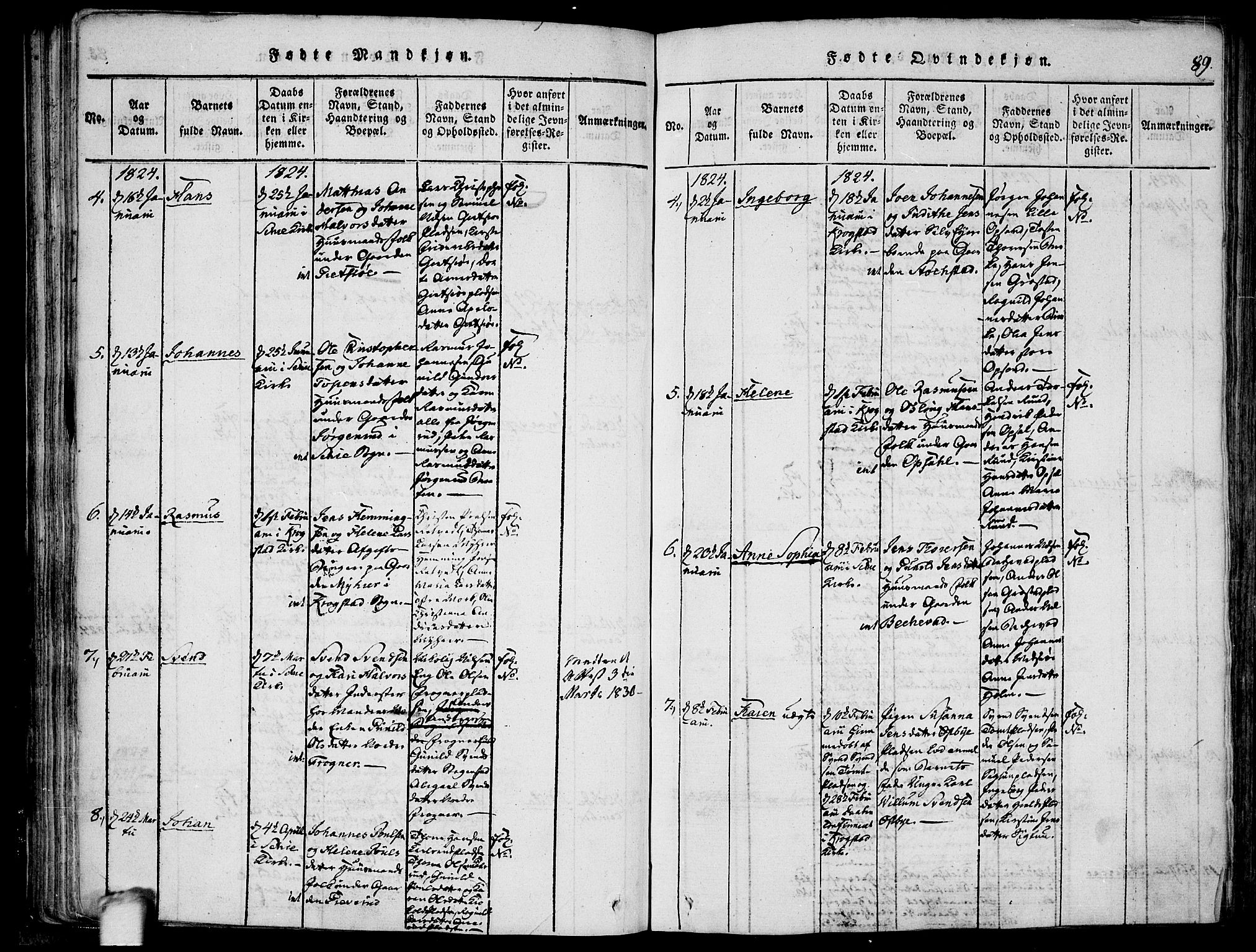 Kråkstad prestekontor Kirkebøker, SAO/A-10125a/F/Fa/L0003: Parish register (official) no. I 3, 1813-1824, p. 89