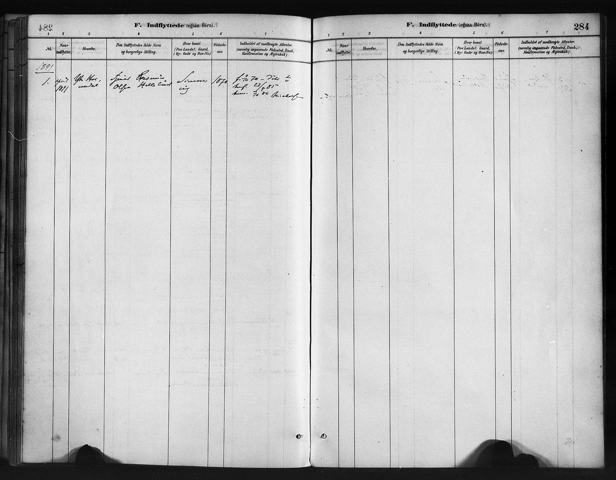 Askøy Sokneprestembete, SAB/A-74101/H/Ha/Haa/Haae/L0002: Parish register (official) no. E 2, 1878-1891, p. 284
