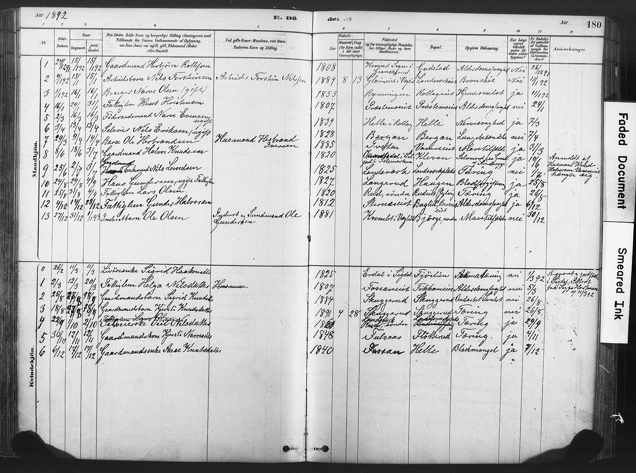 Rollag kirkebøker, AV/SAKO-A-240/F/Fa/L0011: Parish register (official) no. I 11, 1878-1902, p. 180