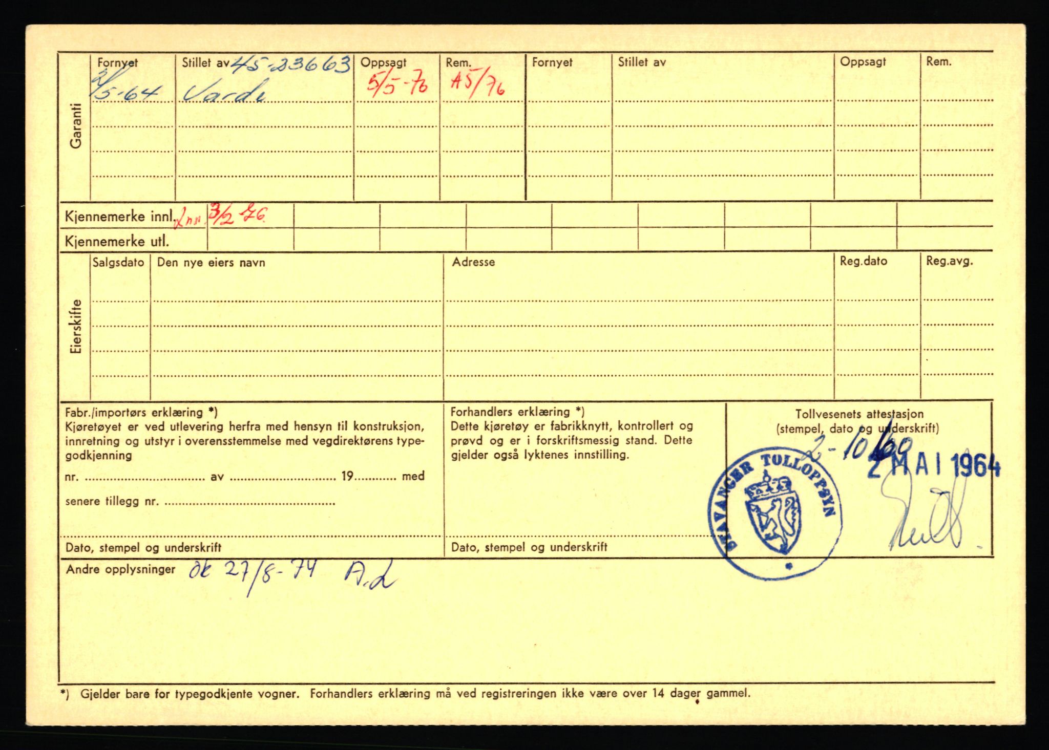 Stavanger trafikkstasjon, AV/SAST-A-101942/0/F/L0068: L-75000 - L-76799, 1930-1971, p. 1330