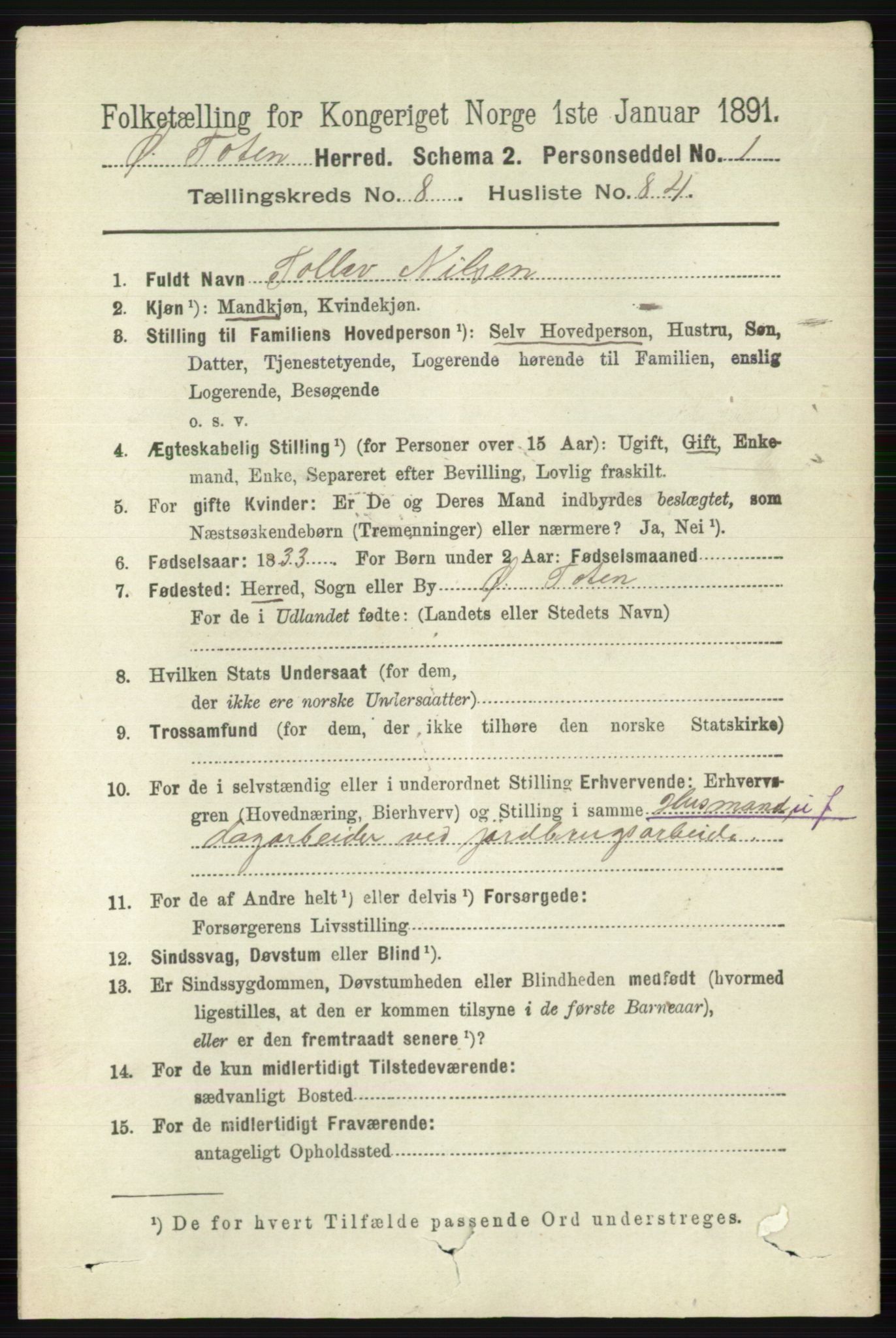 RA, 1891 census for 0528 Østre Toten, 1891, p. 5525