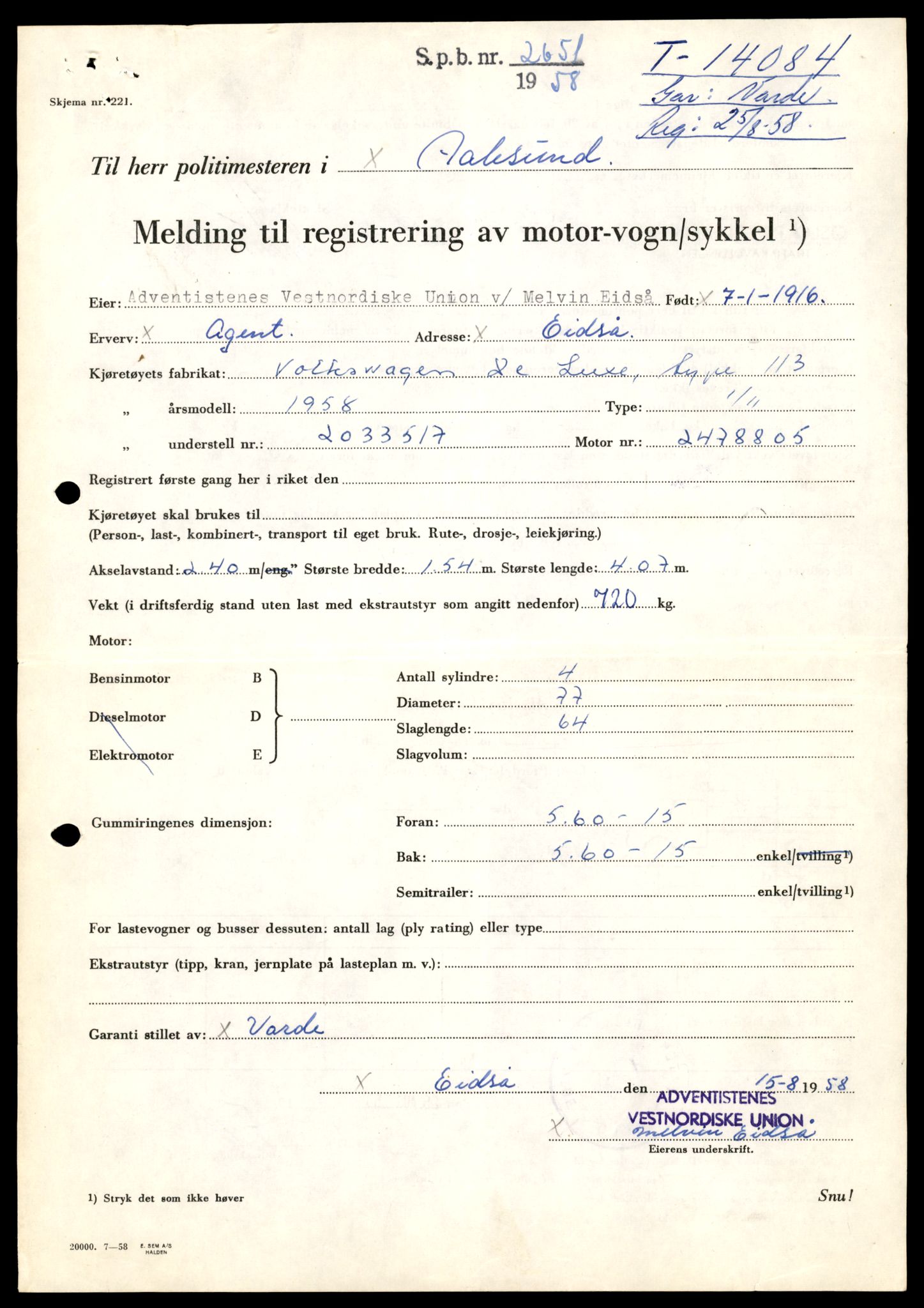 Møre og Romsdal vegkontor - Ålesund trafikkstasjon, AV/SAT-A-4099/F/Fe/L0043: Registreringskort for kjøretøy T 14080 - T 14204, 1927-1998, p. 101