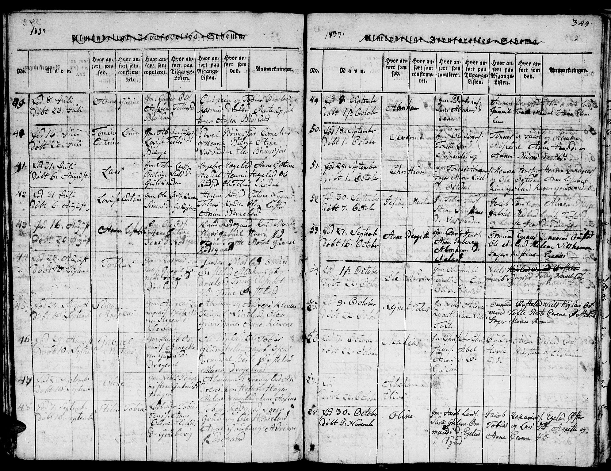 Lyngdal sokneprestkontor, AV/SAK-1111-0029/F/Fb/Fbc/L0001: Parish register (copy) no. B 1, 1815-1844, p. 349