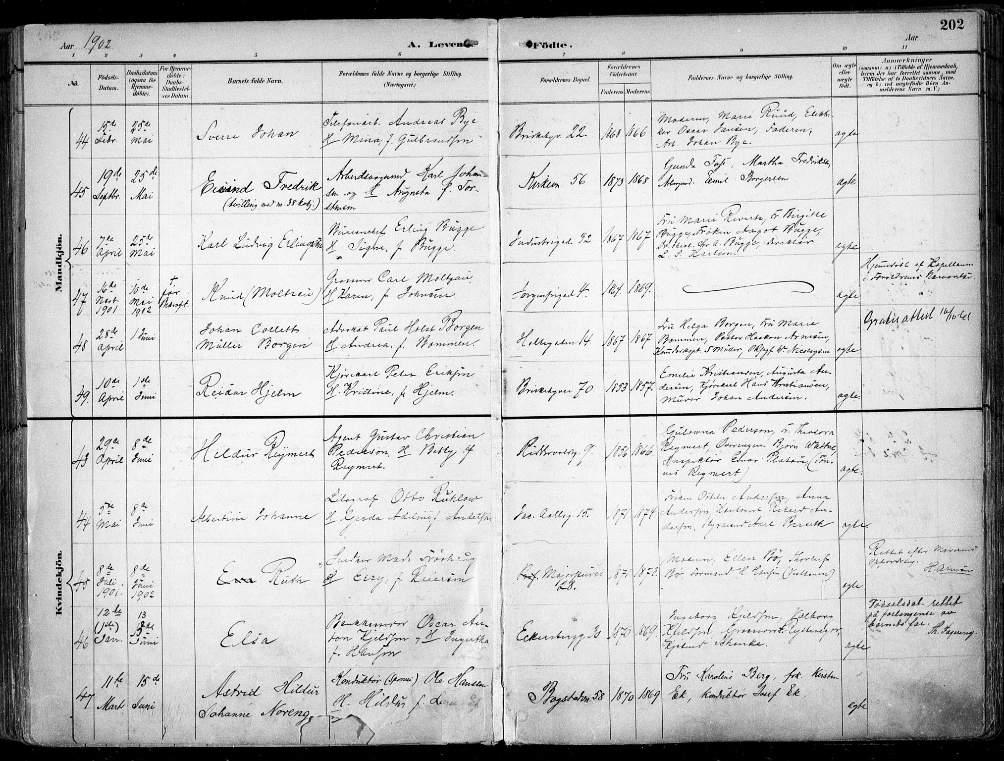 Uranienborg prestekontor Kirkebøker, SAO/A-10877/F/Fa/L0005: Parish register (official) no. 5, 1895-1907, p. 202