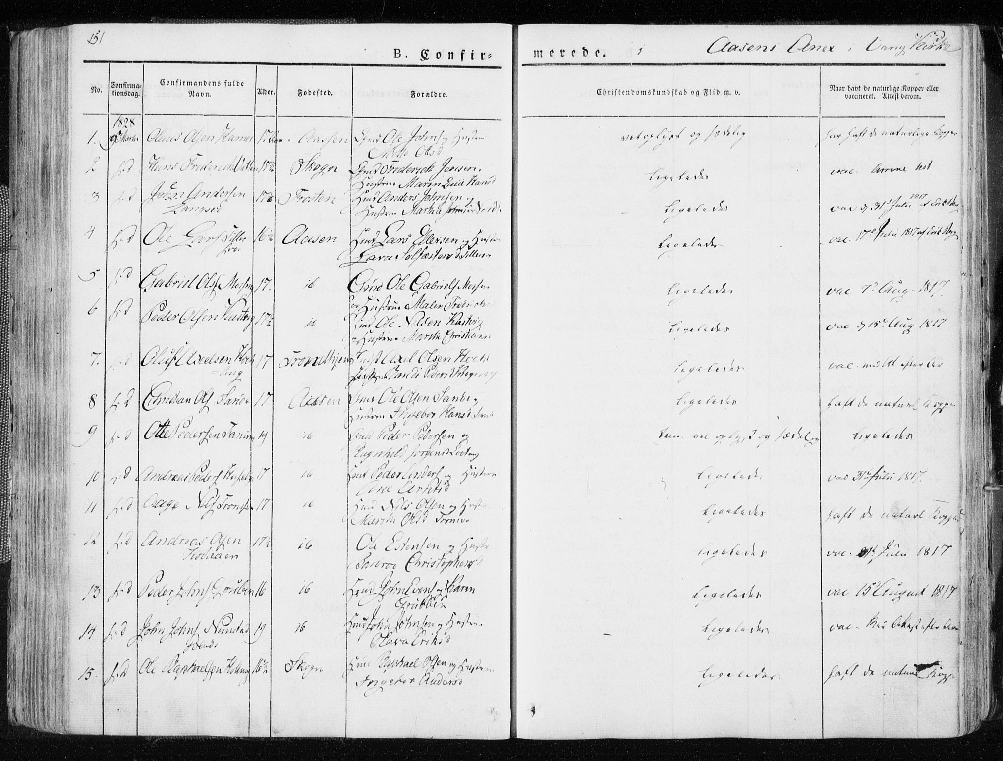 Ministerialprotokoller, klokkerbøker og fødselsregistre - Nord-Trøndelag, SAT/A-1458/713/L0114: Parish register (official) no. 713A05, 1827-1839, p. 151