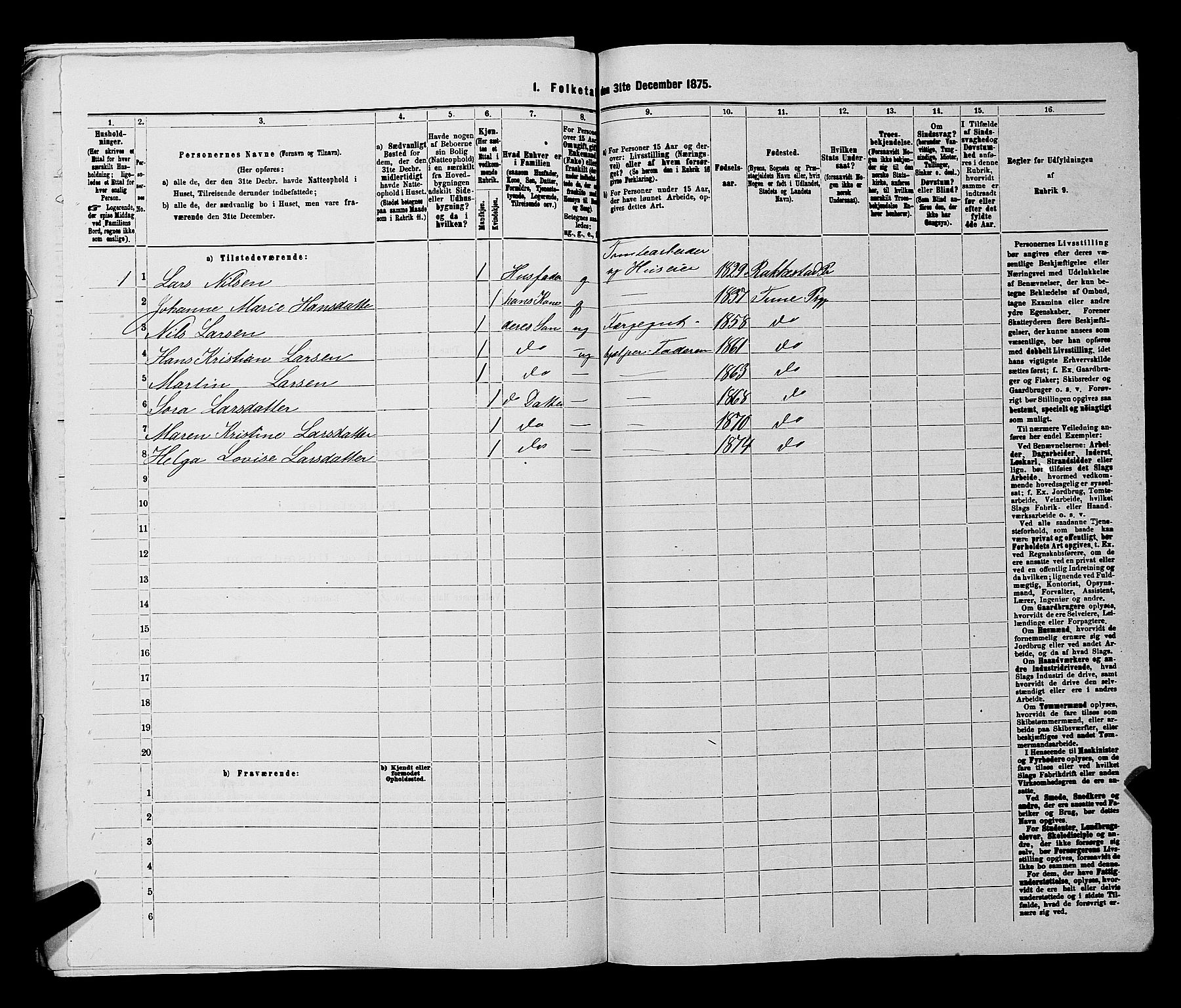 RA, 1875 census for 0130P Tune, 1875, p. 880