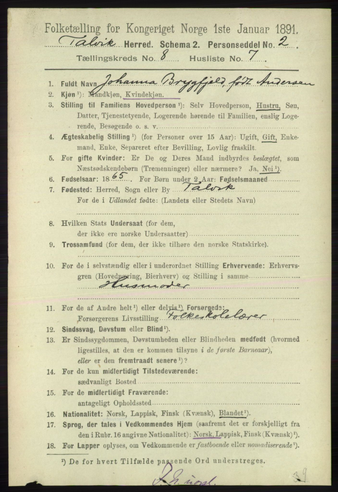 RA, 1891 census for 2013 Talvik, 1891, p. 2084