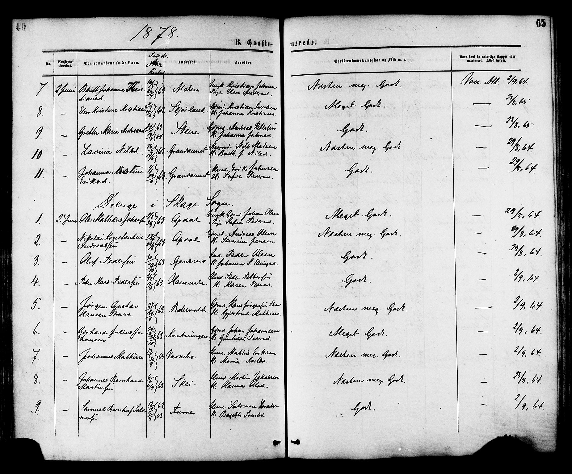 Ministerialprotokoller, klokkerbøker og fødselsregistre - Nord-Trøndelag, SAT/A-1458/764/L0553: Parish register (official) no. 764A08, 1858-1880, p. 65