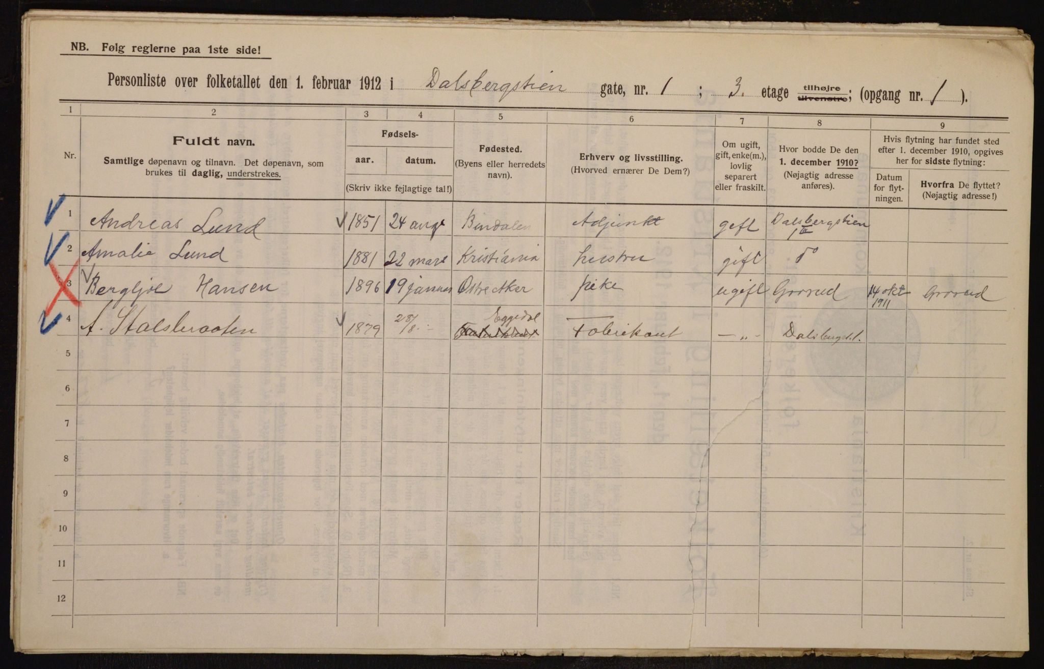 OBA, Municipal Census 1912 for Kristiania, 1912, p. 13905