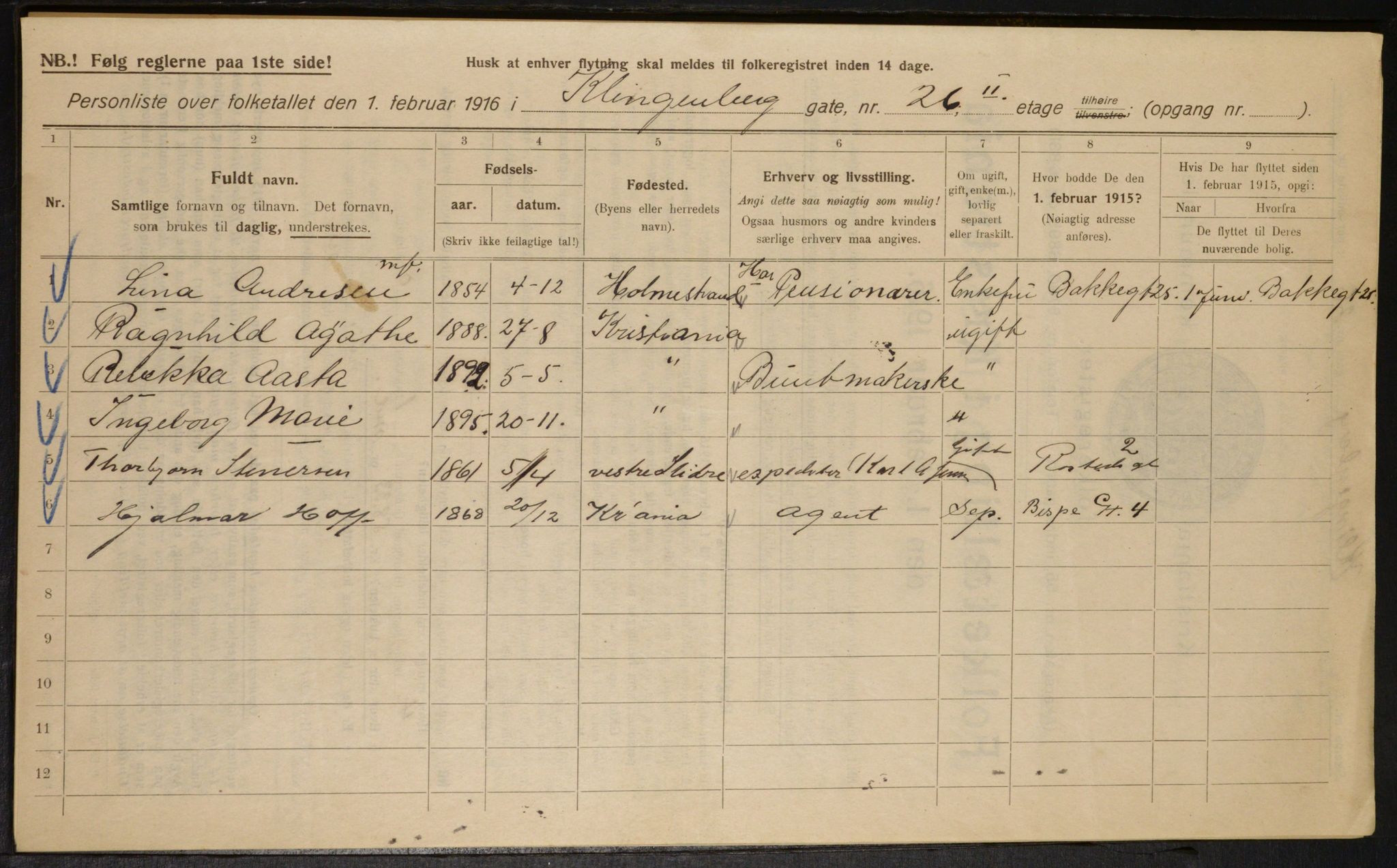 OBA, Municipal Census 1916 for Kristiania, 1916, p. 53181