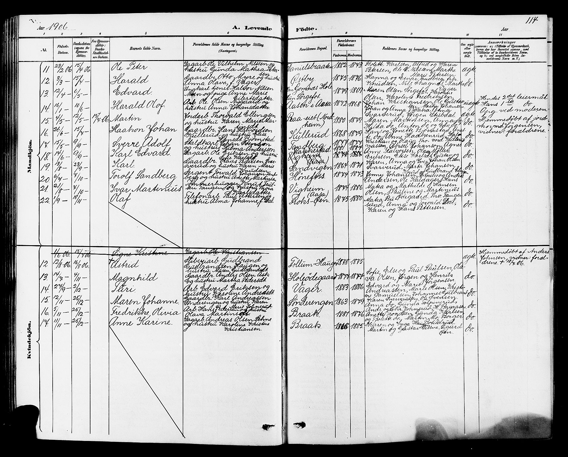 Norderhov kirkebøker, AV/SAKO-A-237/G/Ga/L0008: Parish register (copy) no. I 8, 1887-1912, p. 114