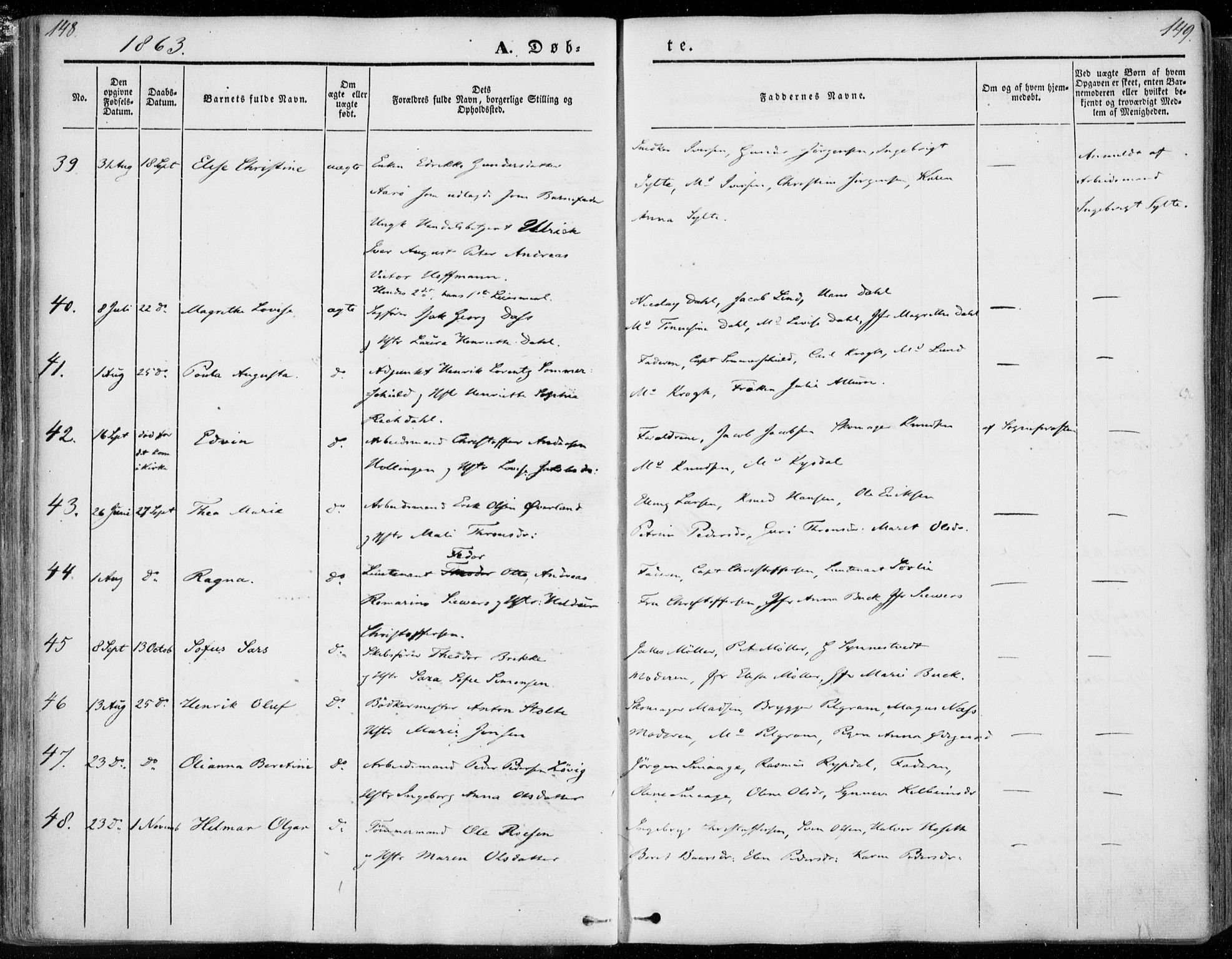 Ministerialprotokoller, klokkerbøker og fødselsregistre - Møre og Romsdal, AV/SAT-A-1454/558/L0689: Parish register (official) no. 558A03, 1843-1872, p. 148-149