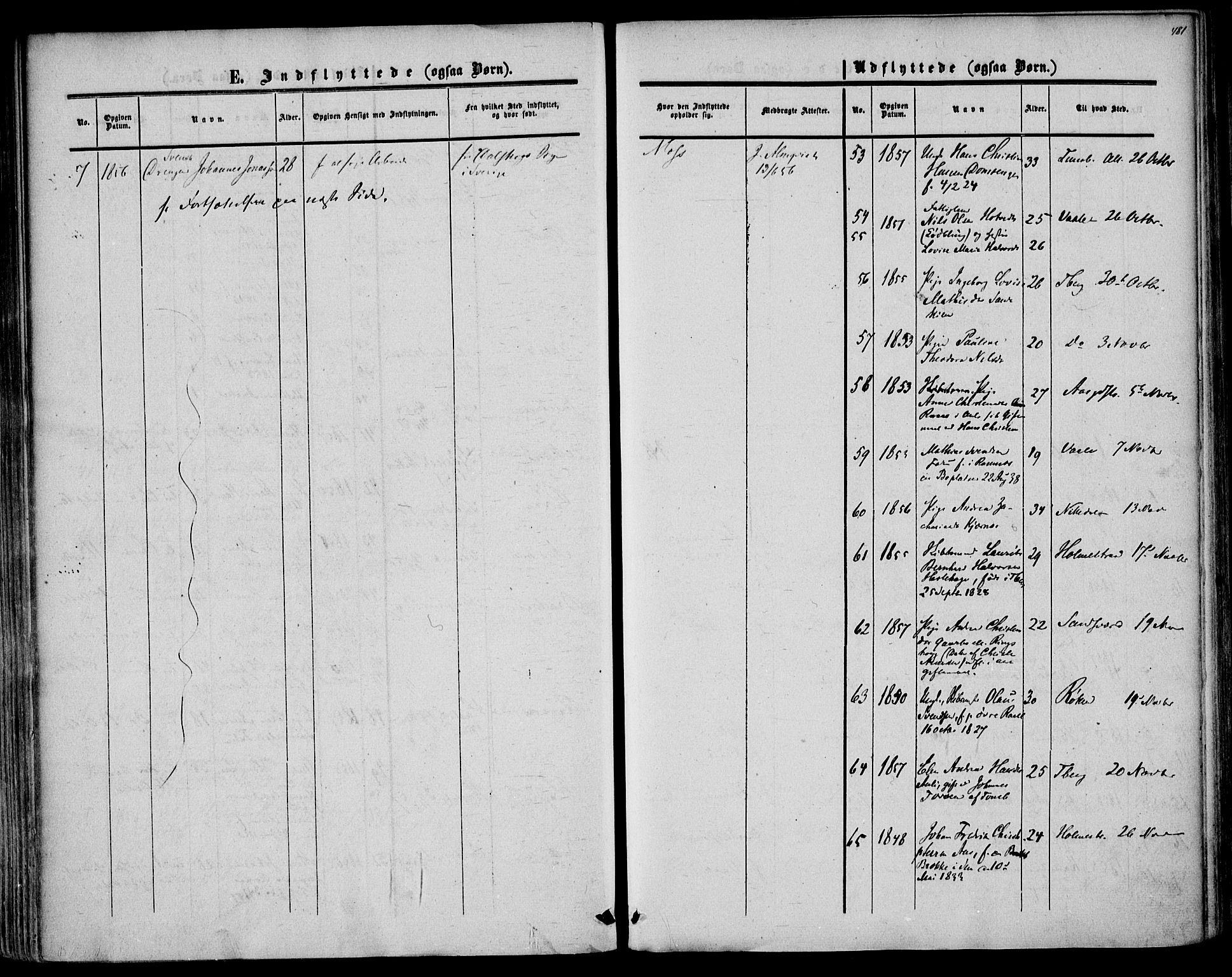 Sem kirkebøker, SAKO/A-5/F/Fa/L0007: Parish register (official) no. I 7, 1856-1865, p. 481