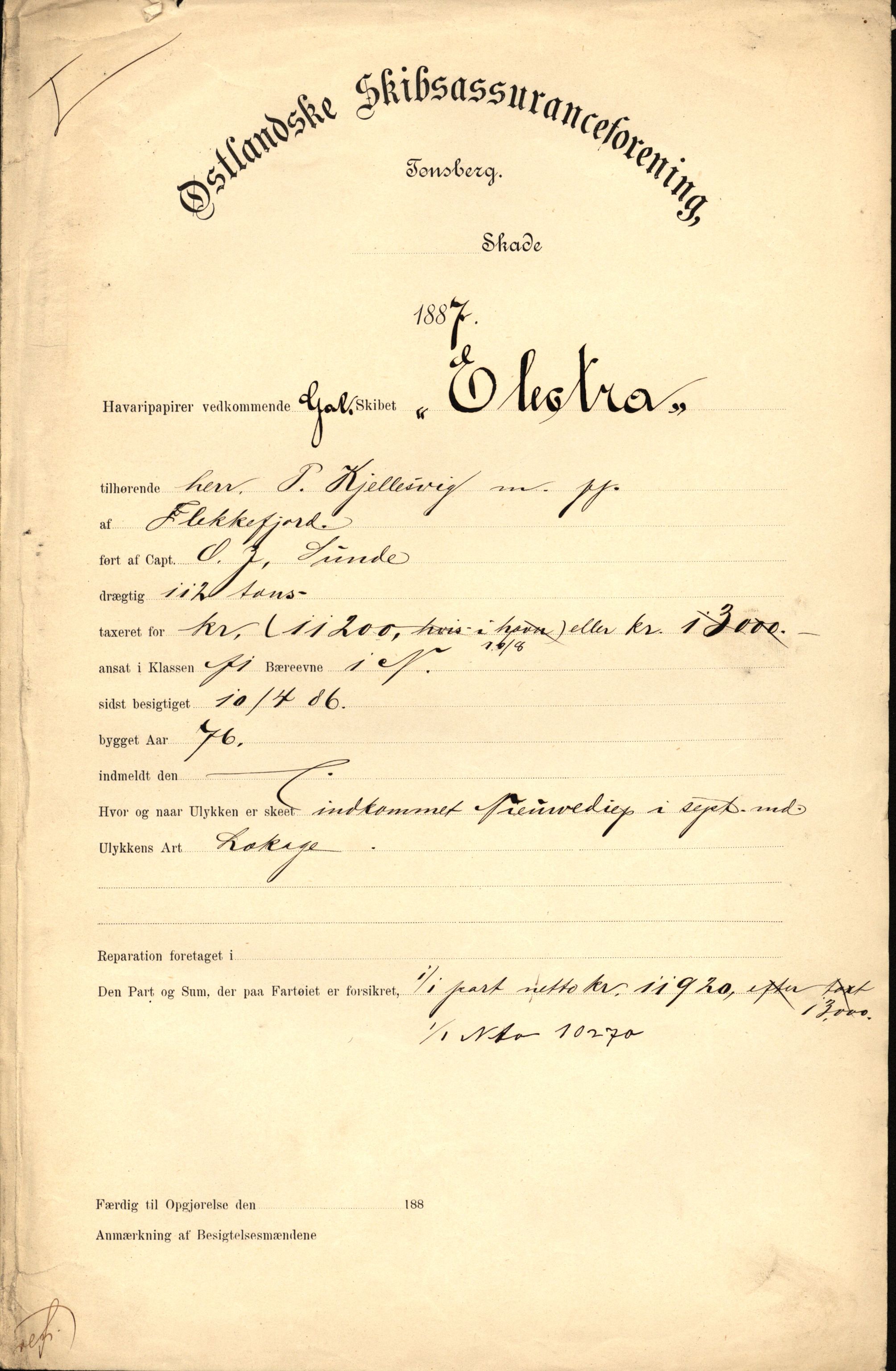 Pa 63 - Østlandske skibsassuranceforening, VEMU/A-1079/G/Ga/L0020/0009: Havaridokumenter / Atlanta, Britania, Electra, Schadberg, 1887, p. 4