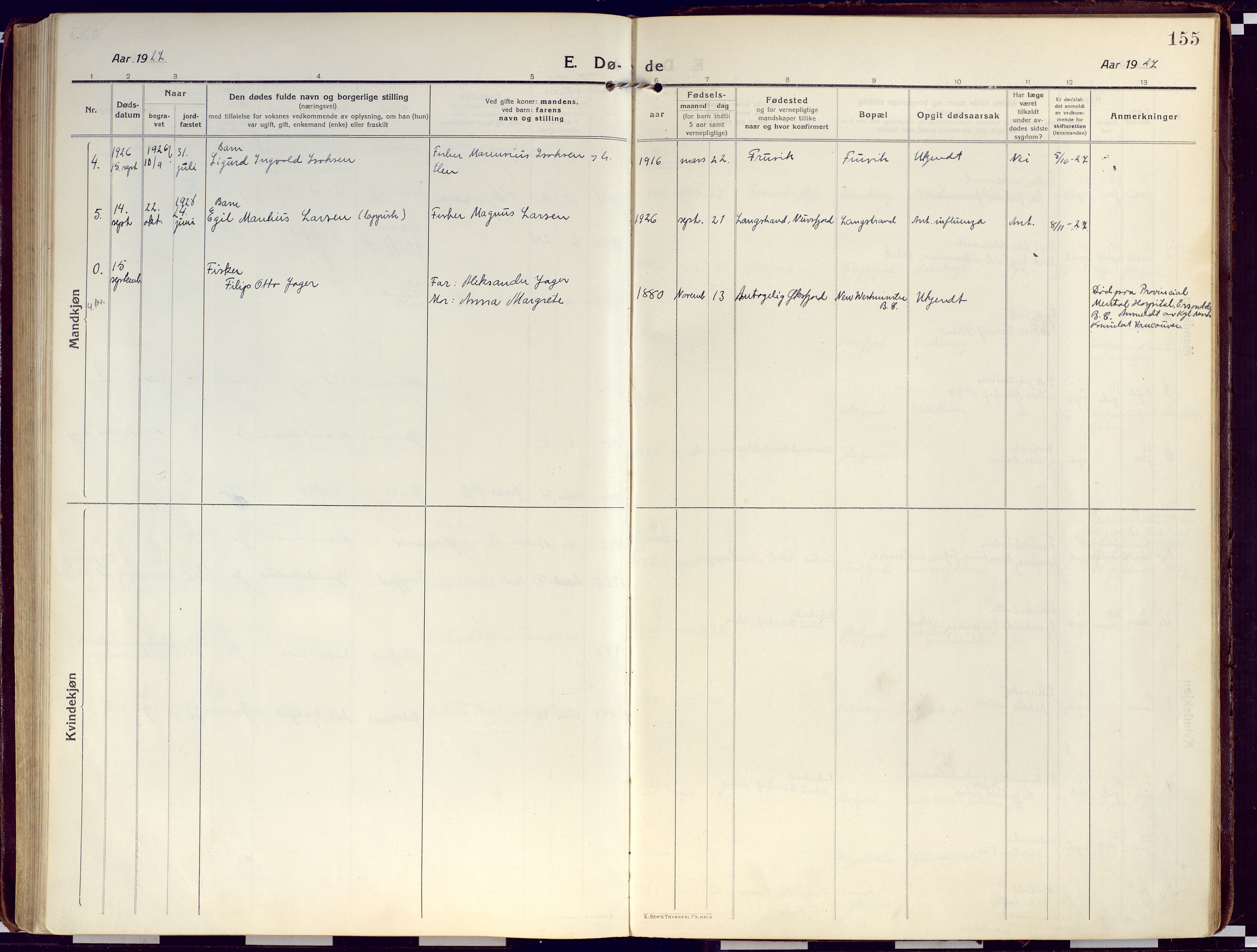 Loppa sokneprestkontor, AV/SATØ-S-1339/H/Ha/L0012kirke: Parish register (official) no. 12, 1917-1932, p. 155