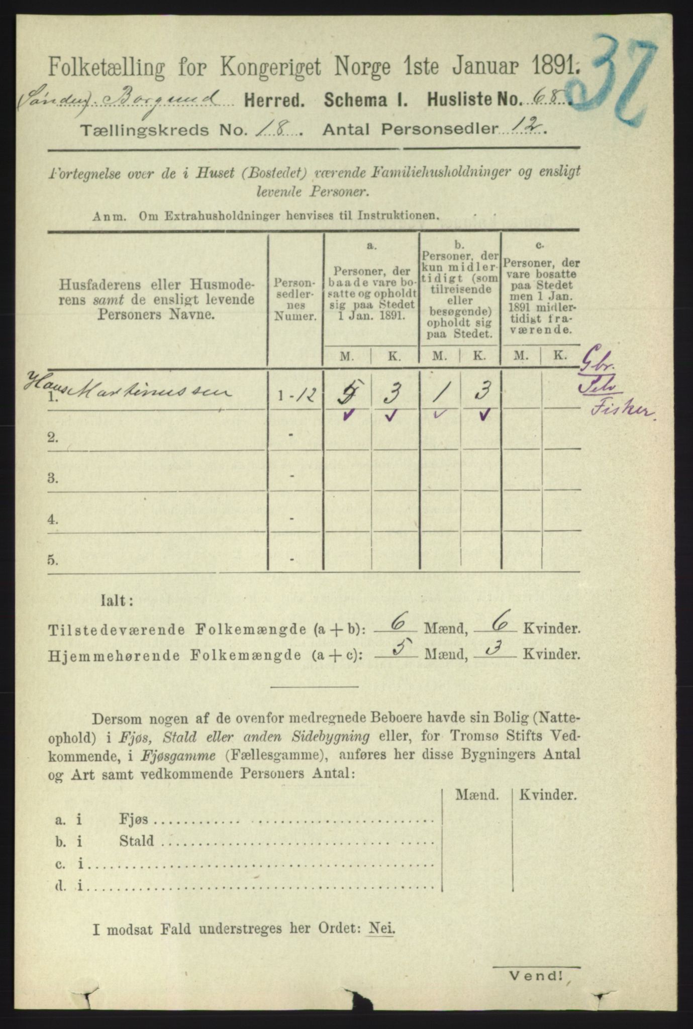 RA, 1891 census for 1531 Borgund, 1891, p. 5482