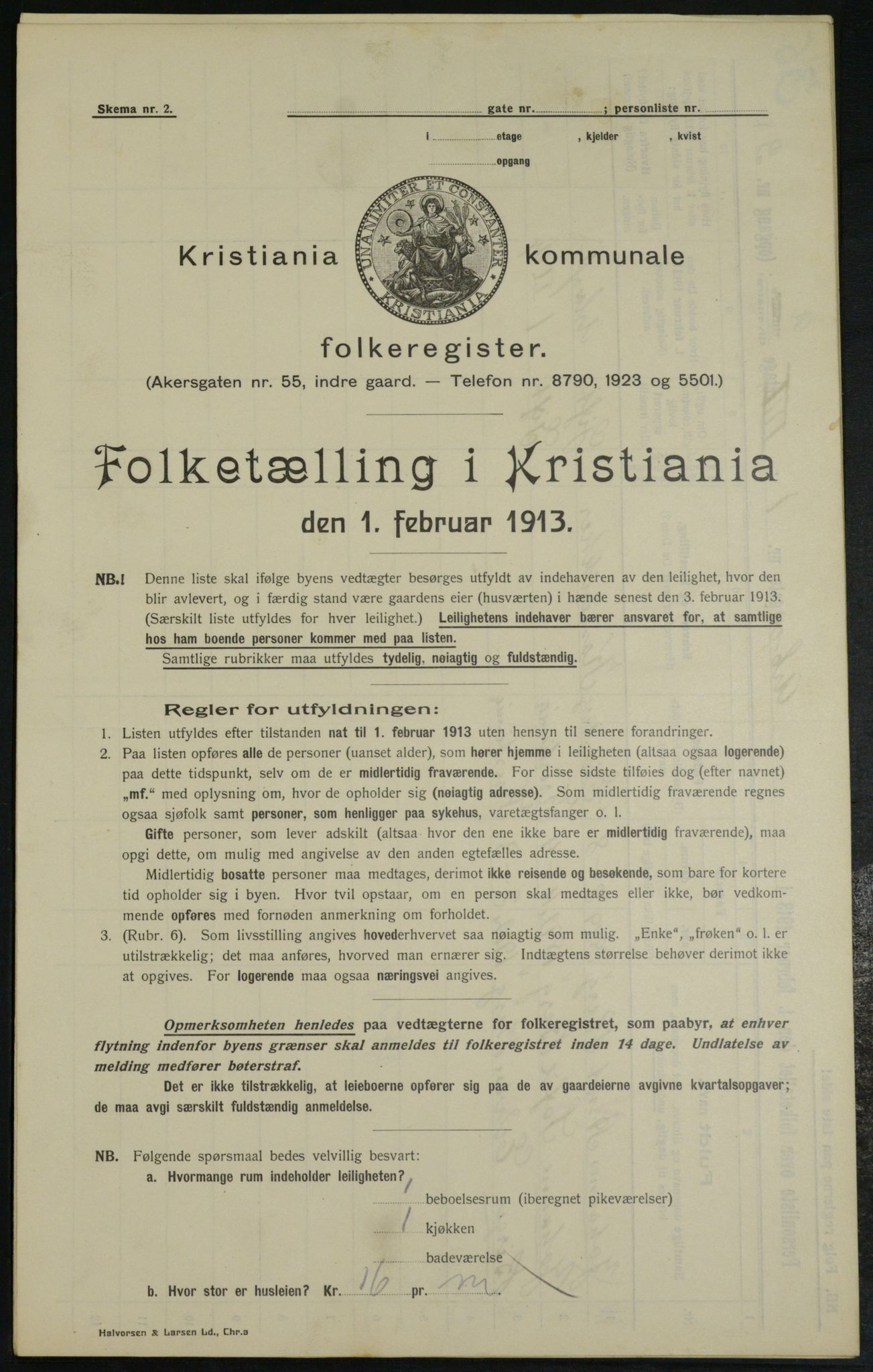 OBA, Municipal Census 1913 for Kristiania, 1913, p. 1626