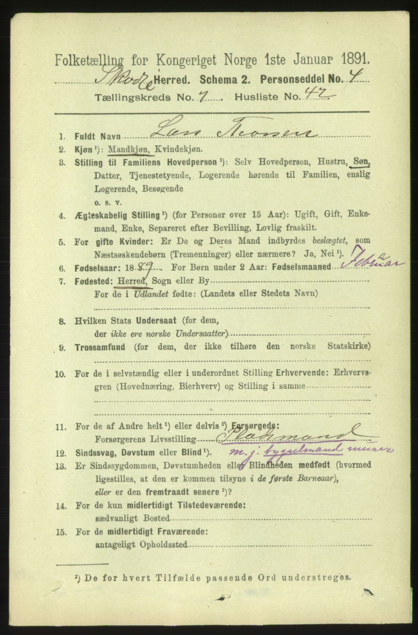 RA, 1891 census for 1529 Skodje, 1891, p. 1661