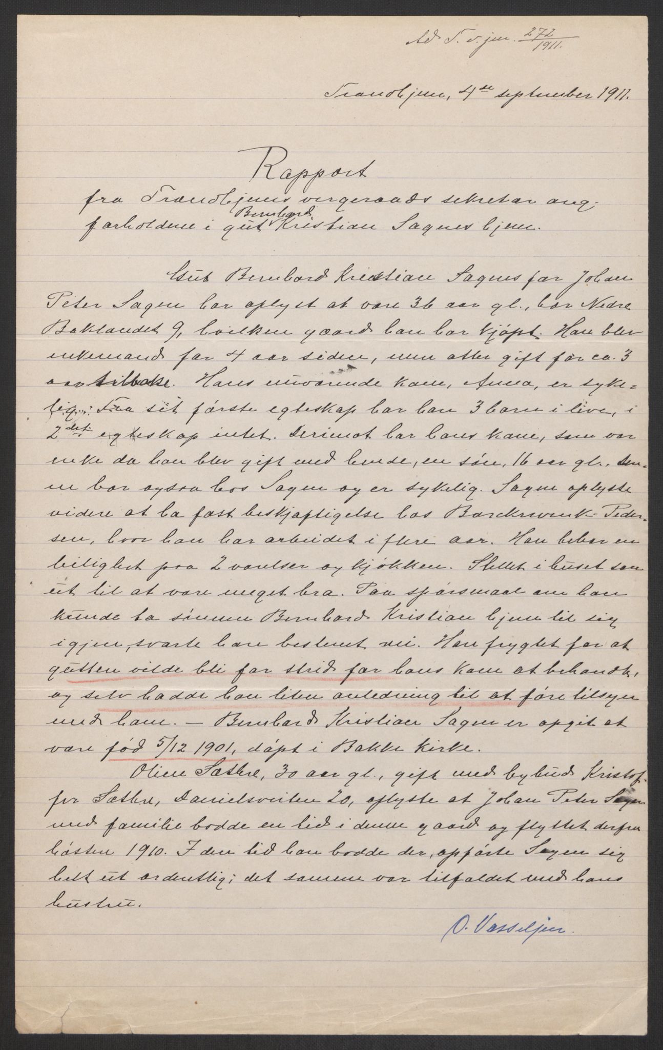 Falstad skolehjem, RA/S-1676/E/Eb/L0011: Elevmapper løpenr.. 240-260, 1911-1918, p. 126