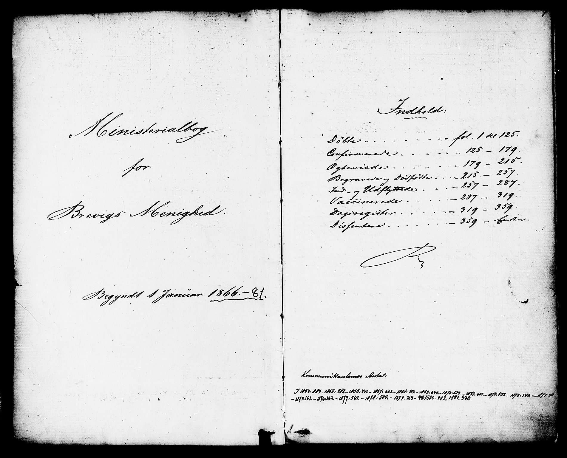 Brevik kirkebøker, SAKO/A-255/F/Fa/L0006: Parish register (official) no. 6, 1866-1881, p. 1