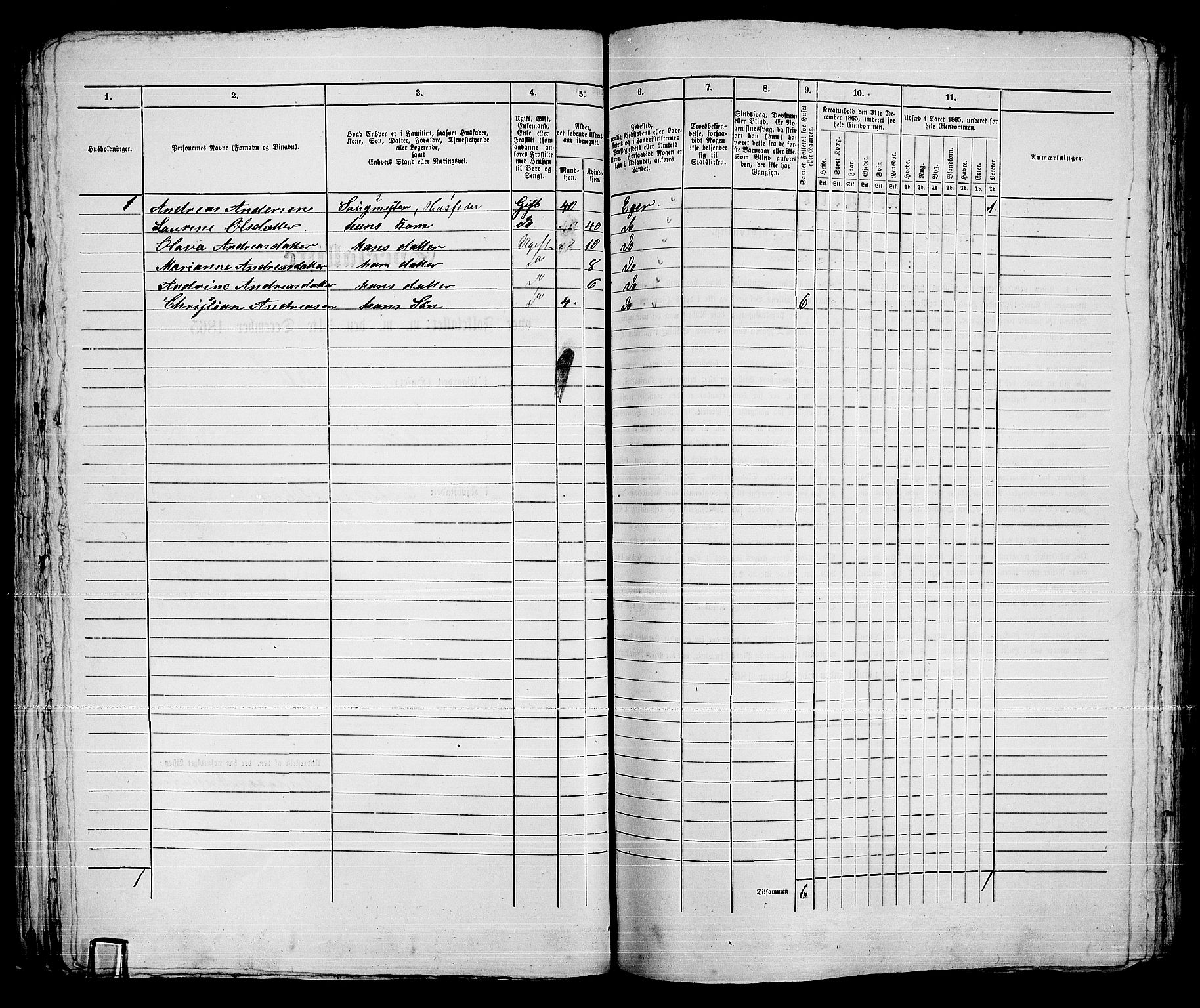 RA, 1865 census for Kongsberg/Kongsberg, 1865, p. 1085