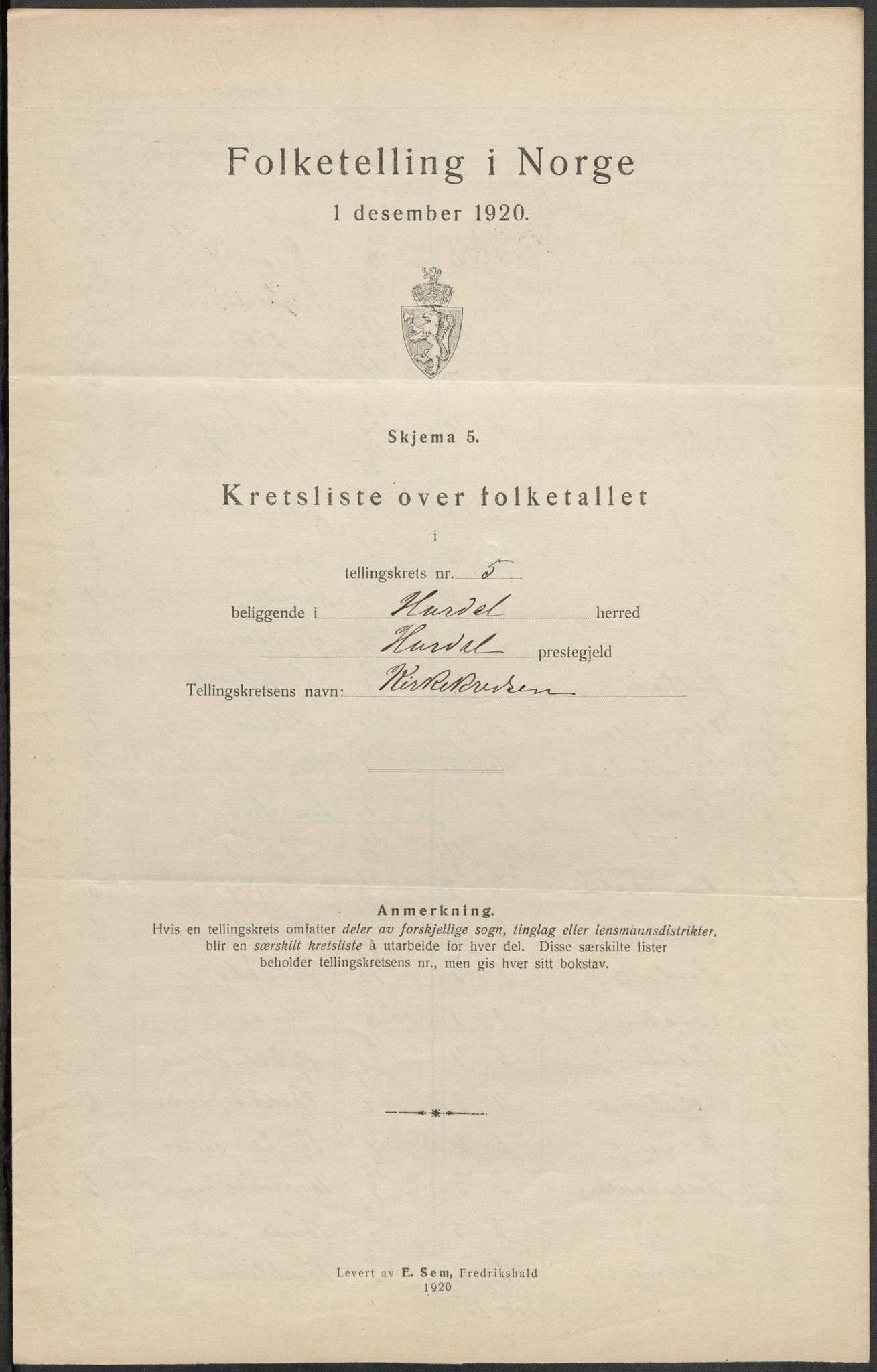 SAO, 1920 census for Hurdal, 1920, p. 17