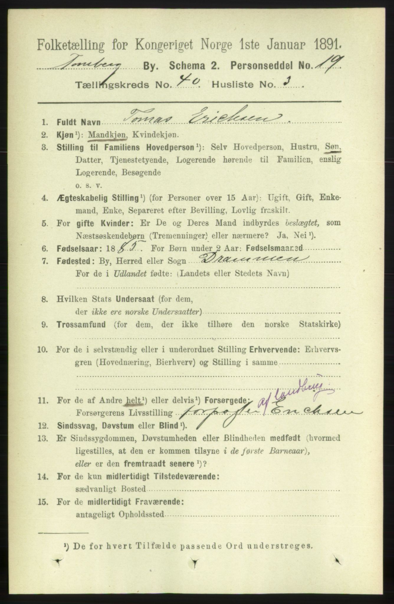 RA, 1891 census for 0705 Tønsberg, 1891, p. 8650