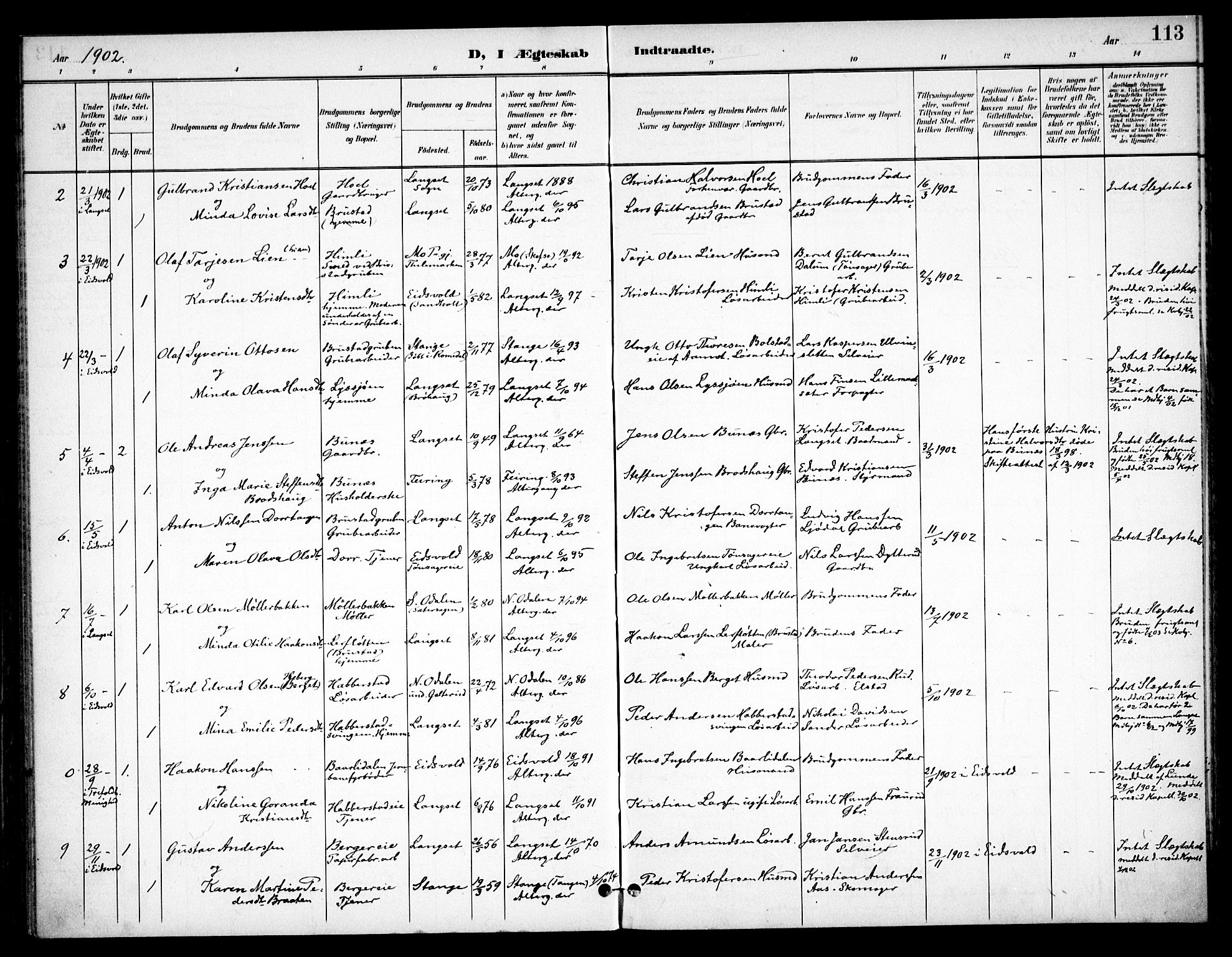 Eidsvoll prestekontor Kirkebøker, SAO/A-10888/F/Fb/L0002: Parish register (official) no. II 2, 1897-1907, p. 113