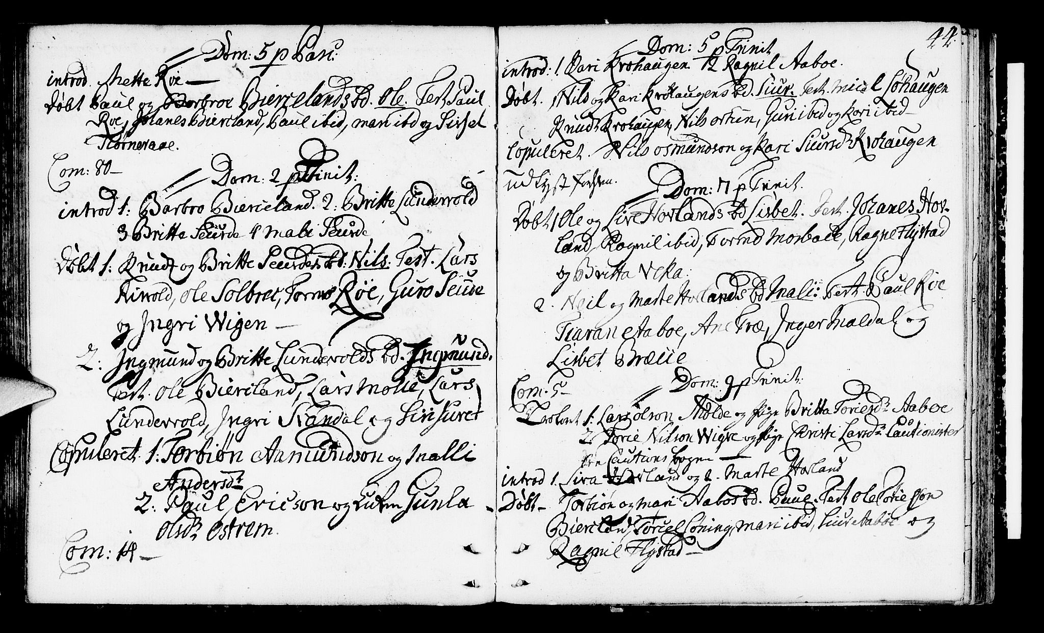 Suldal sokneprestkontor, AV/SAST-A-101845/01/IV/L0002: Parish register (official) no. A 2, 1780-1808, p. 44