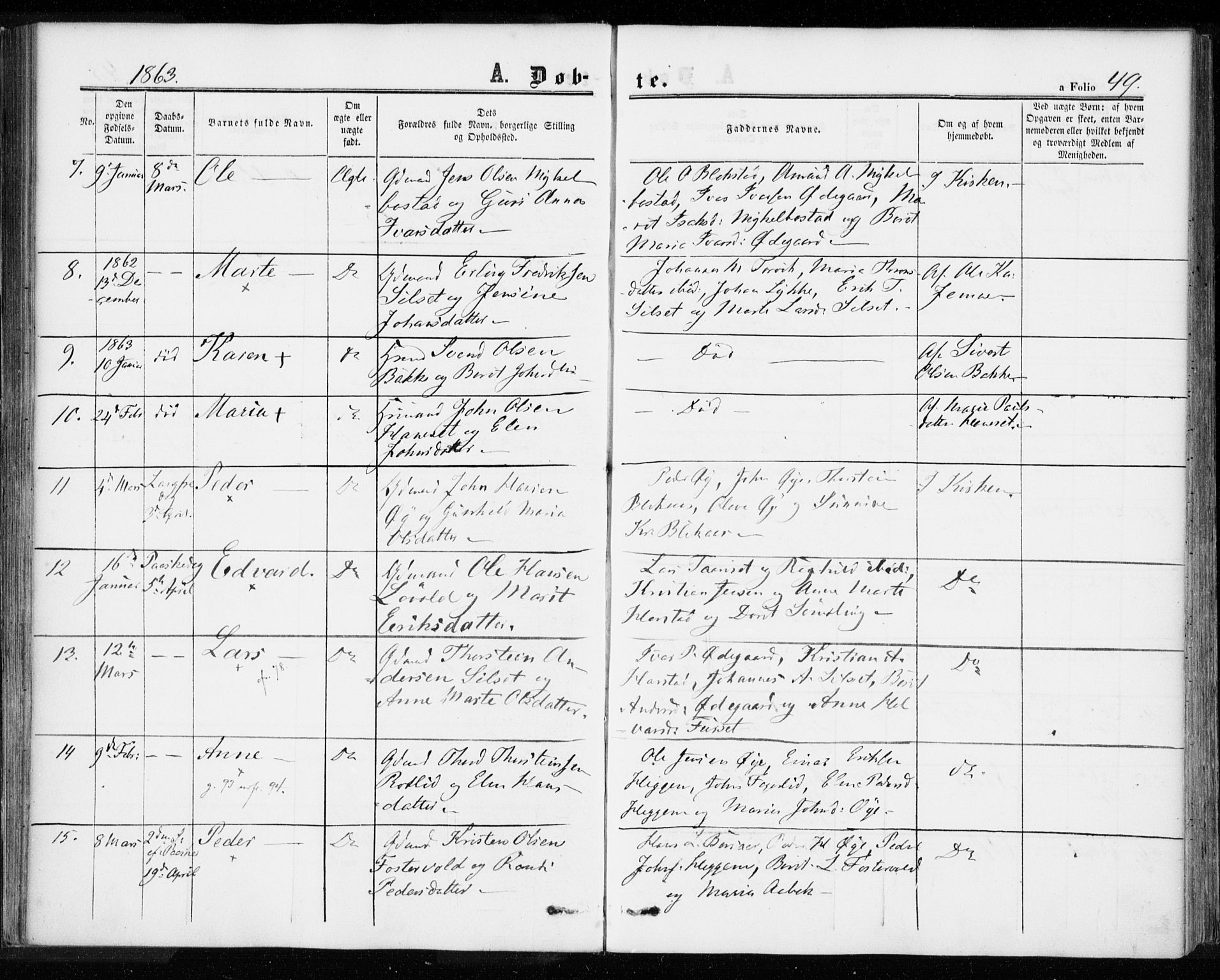 Ministerialprotokoller, klokkerbøker og fødselsregistre - Møre og Romsdal, AV/SAT-A-1454/584/L0965: Parish register (official) no. 584A05, 1857-1868, p. 49