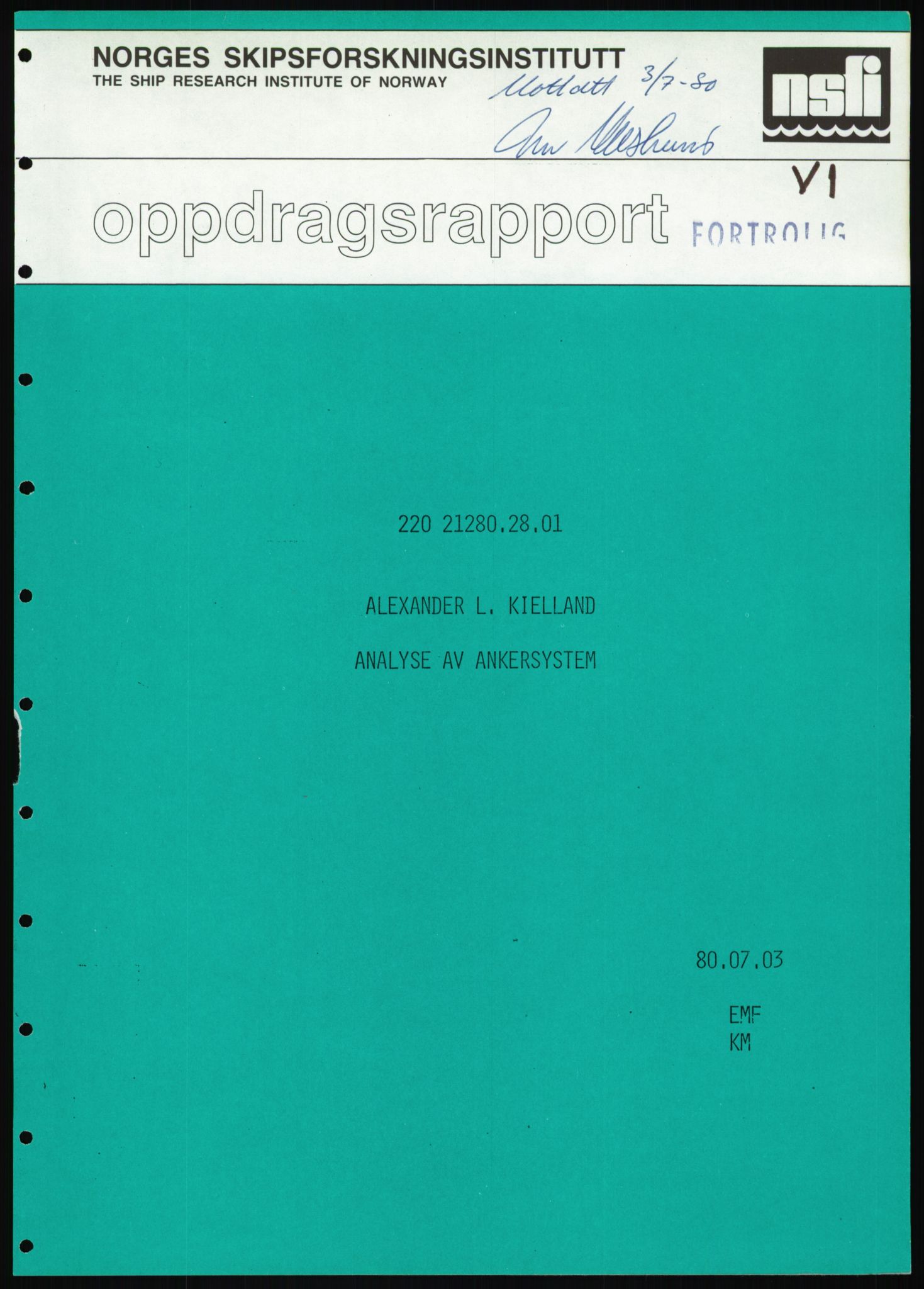 Justisdepartementet, Granskningskommisjonen ved Alexander Kielland-ulykken 27.3.1980, AV/RA-S-1165/D/L0025: I Det norske Veritas (Doku.liste + I6, I12, I18-I20, I29, I32-I33, I35, I37-I39, I42)/J Department of Energy (J11)/M Lloyds Register(M6, M8-M10)/T (T2-T3/ U Stabilitet (U1-U2)/V Forankring (V1-V3), 1980-1981, p. 812