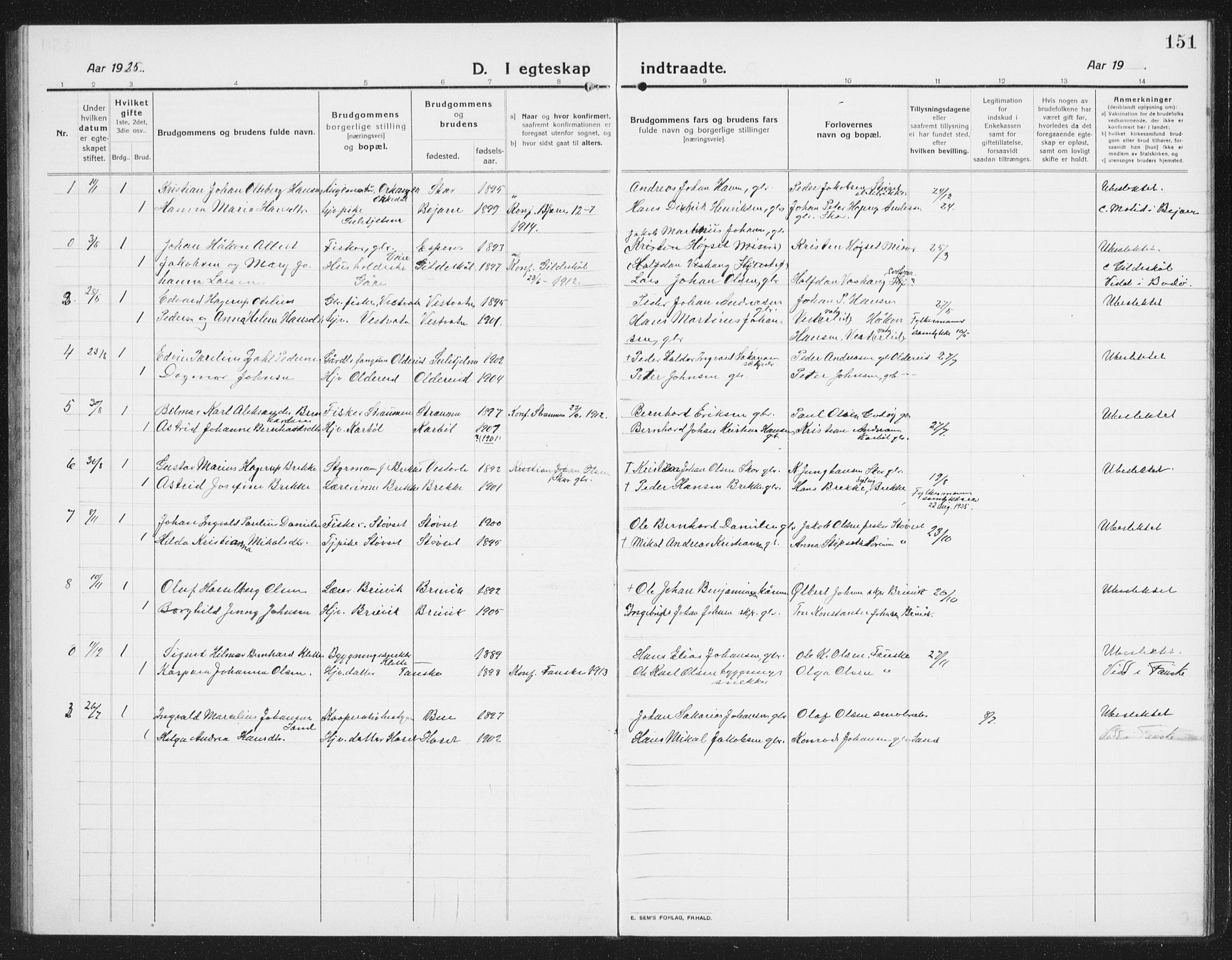 Ministerialprotokoller, klokkerbøker og fødselsregistre - Nordland, AV/SAT-A-1459/852/L0757: Parish register (copy) no. 852C08, 1916-1934, p. 151