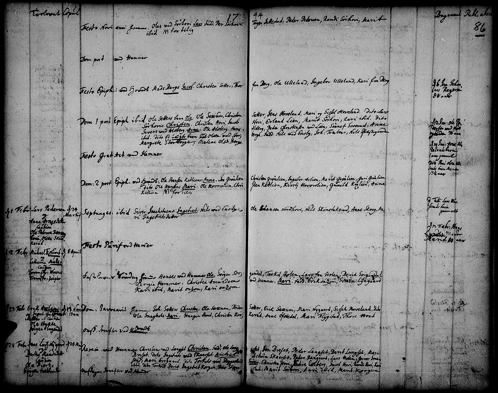 Fåberg prestekontor, SAH/PREST-086/H/Ha/Haa/L0001: Parish register (official) no. 1, 1727-1775, p. 86