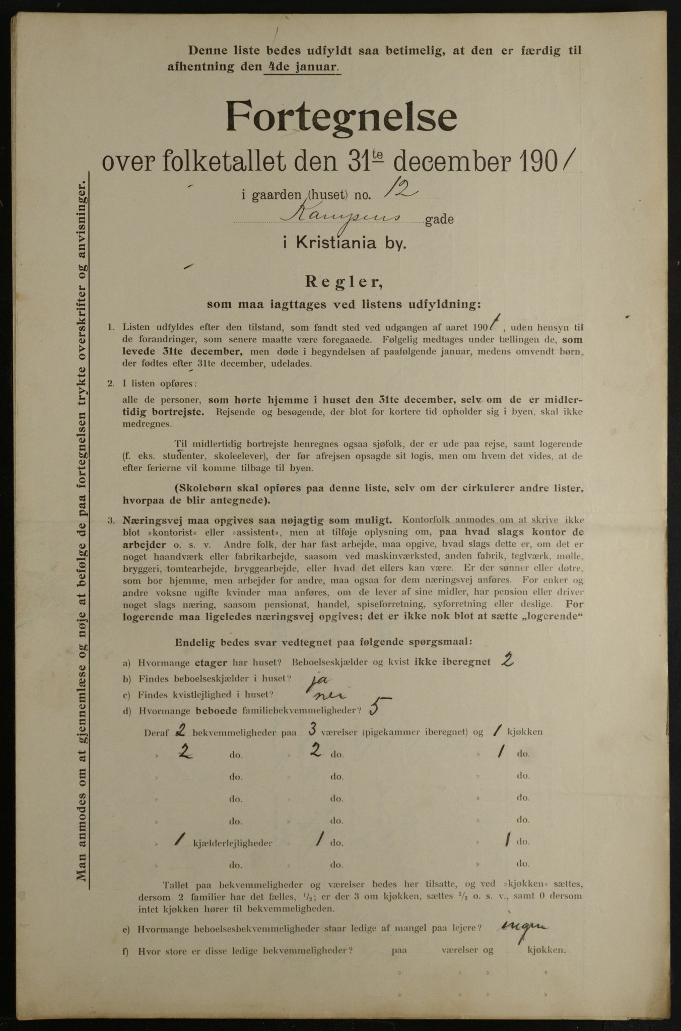 OBA, Municipal Census 1901 for Kristiania, 1901, p. 7465