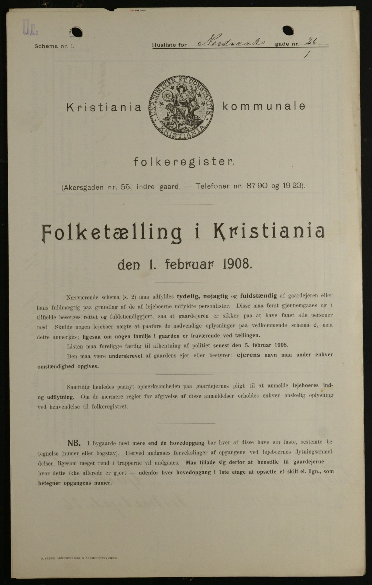 OBA, Municipal Census 1908 for Kristiania, 1908, p. 65996