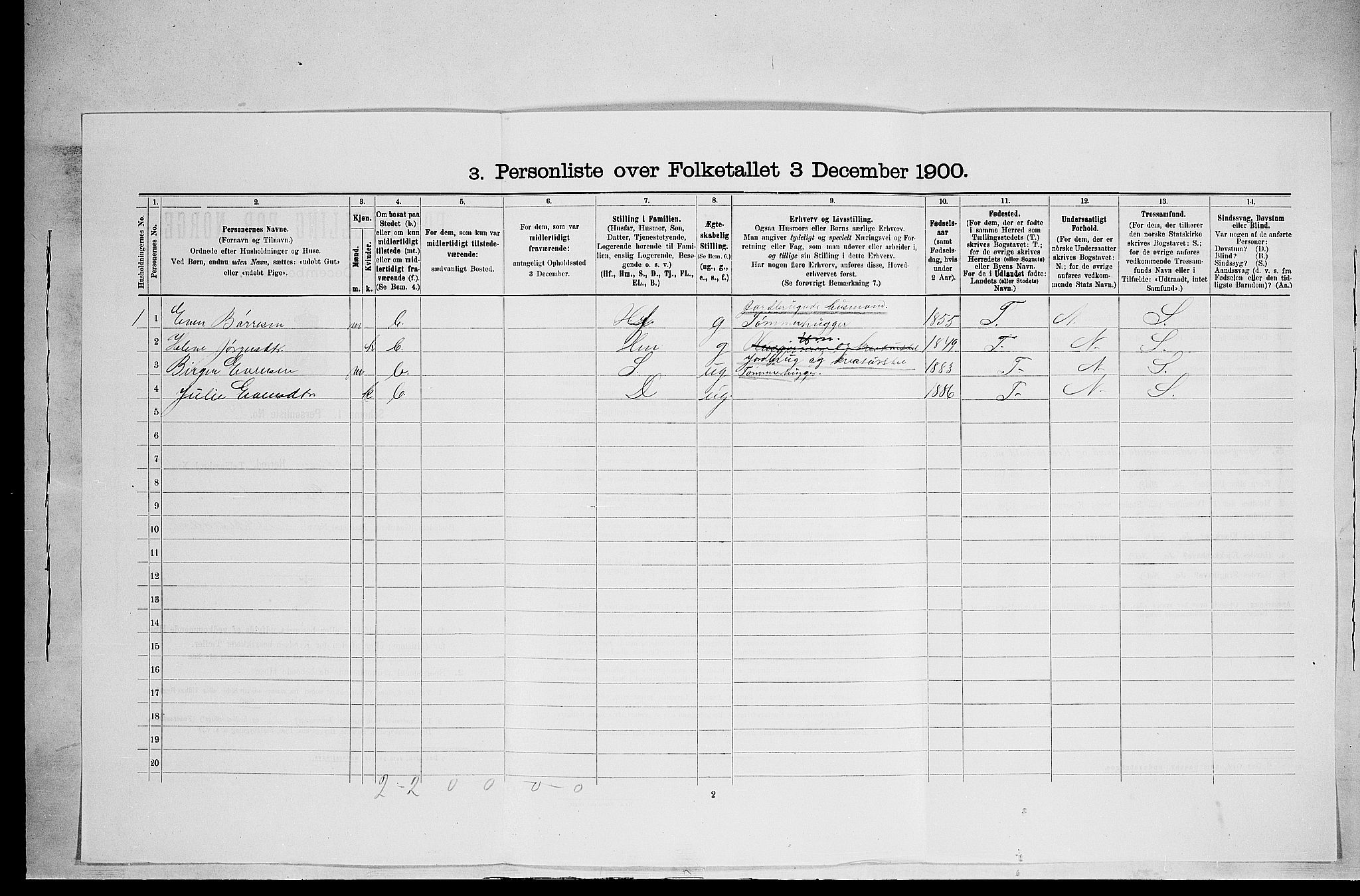 SAH, 1900 census for Ringsaker, 1900, p. 3017