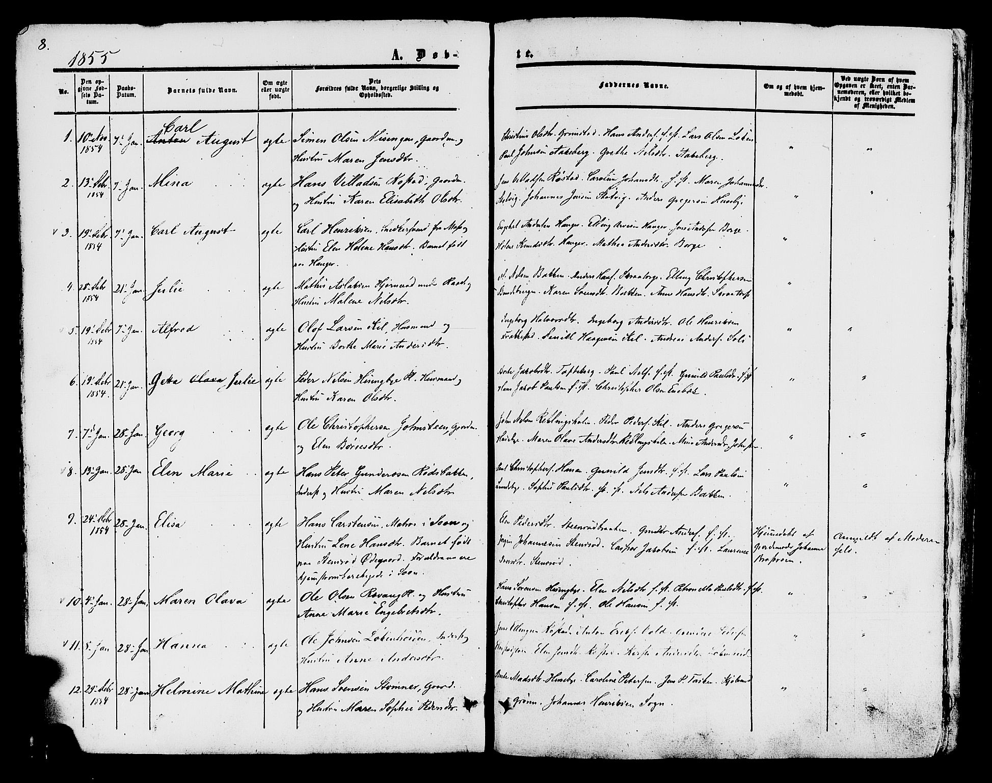 Råde prestekontor kirkebøker, AV/SAO-A-2009/F/Fa/L0006: Parish register (official) no. 6, 1854-1877, p. 8