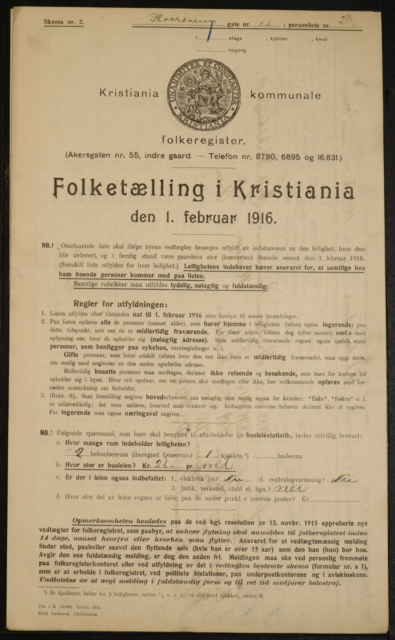 OBA, Municipal Census 1916 for Kristiania, 1916, p. 105388