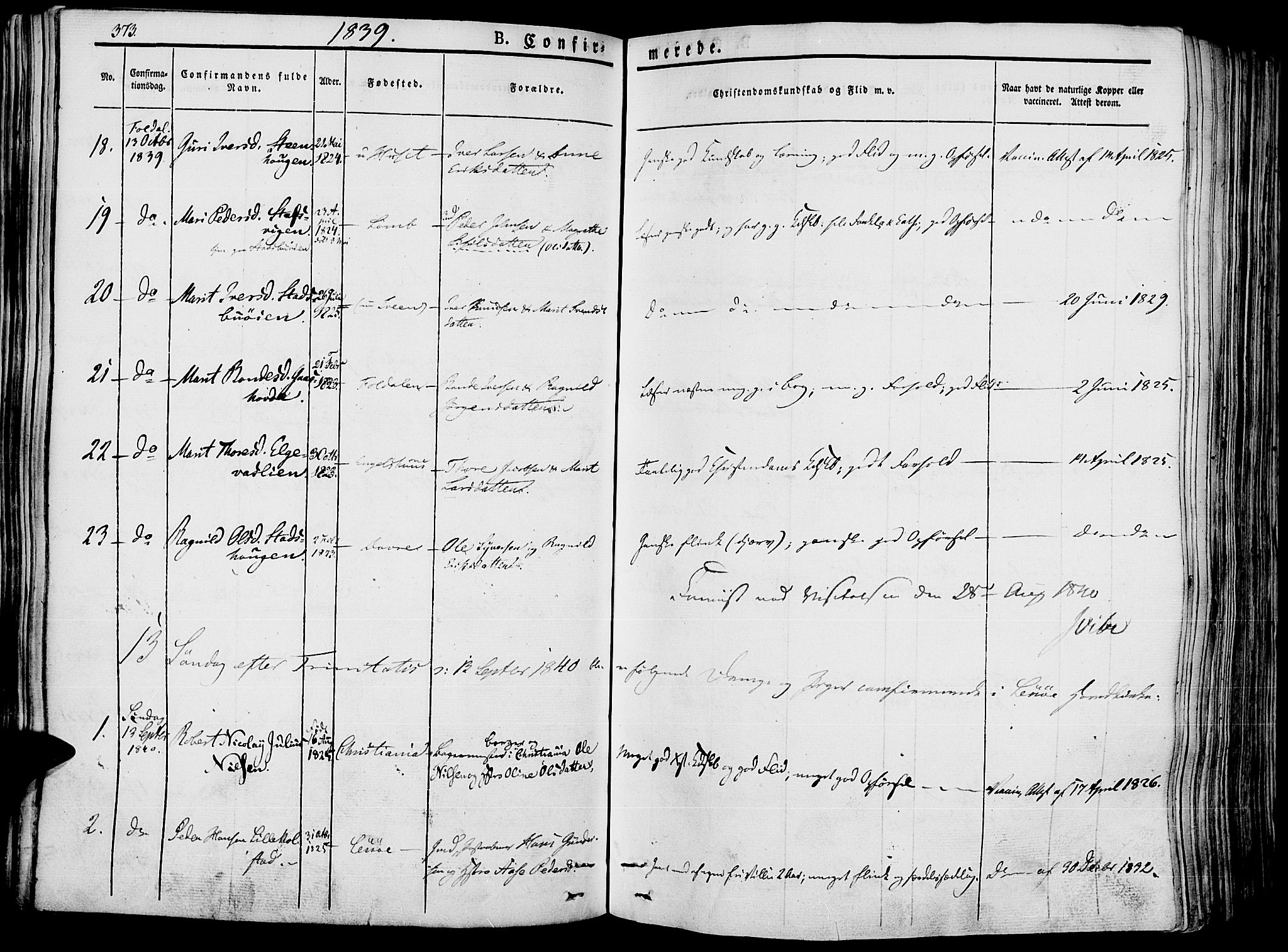 Lesja prestekontor, SAH/PREST-068/H/Ha/Haa/L0005: Parish register (official) no. 5, 1830-1842, p. 373