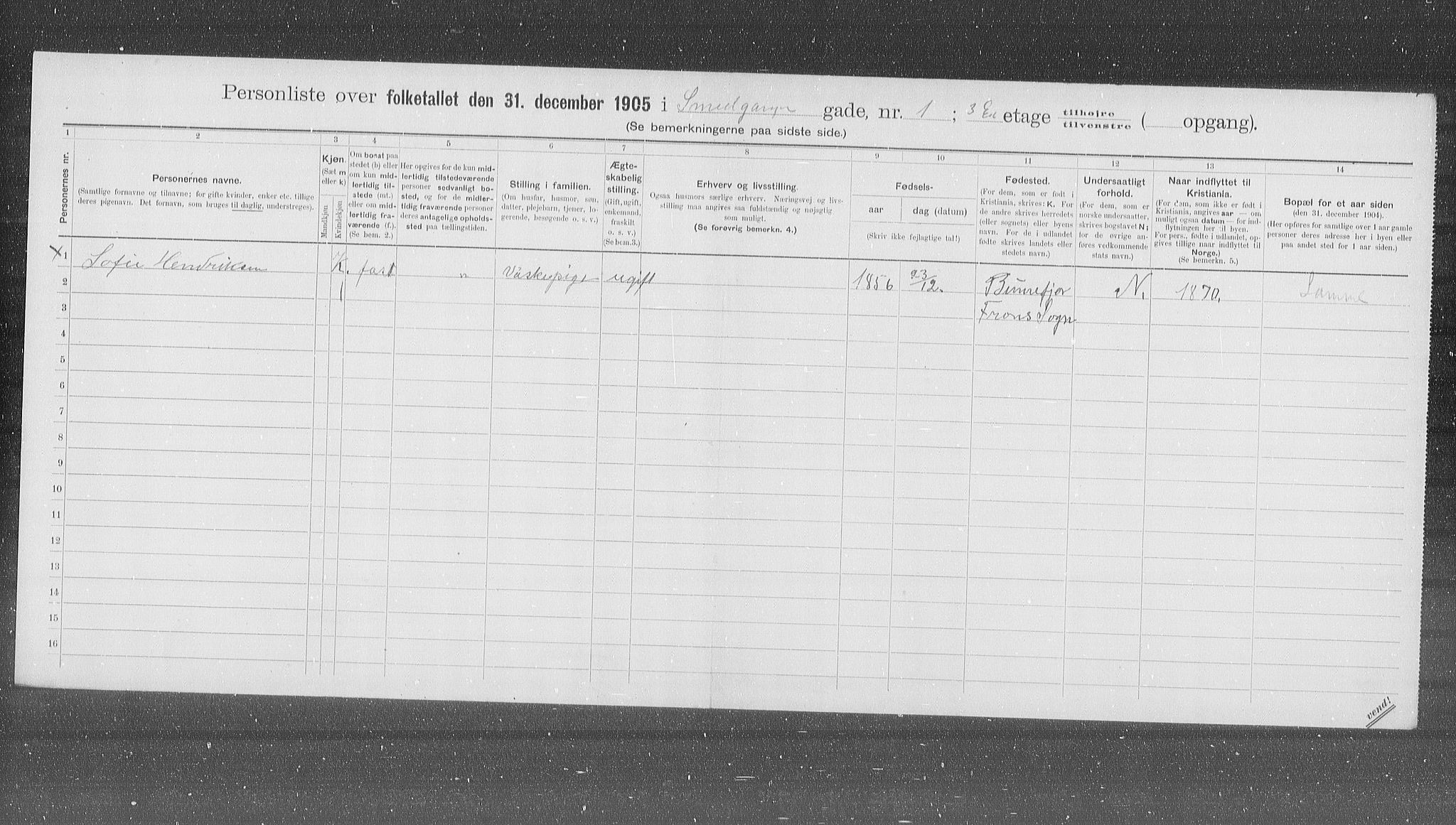 OBA, Municipal Census 1905 for Kristiania, 1905, p. 50690