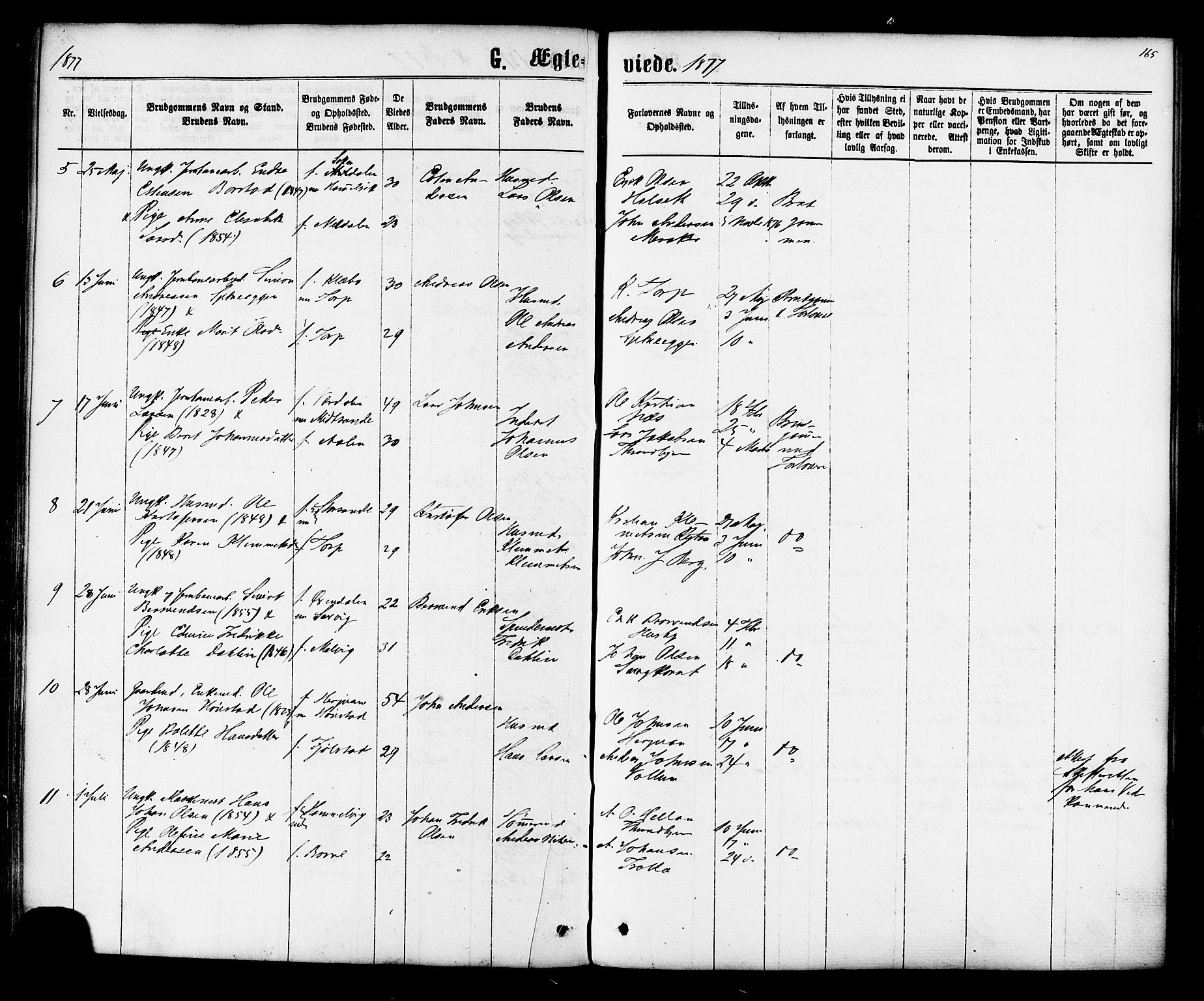 Ministerialprotokoller, klokkerbøker og fødselsregistre - Sør-Trøndelag, AV/SAT-A-1456/616/L0409: Parish register (official) no. 616A06, 1865-1877, p. 165